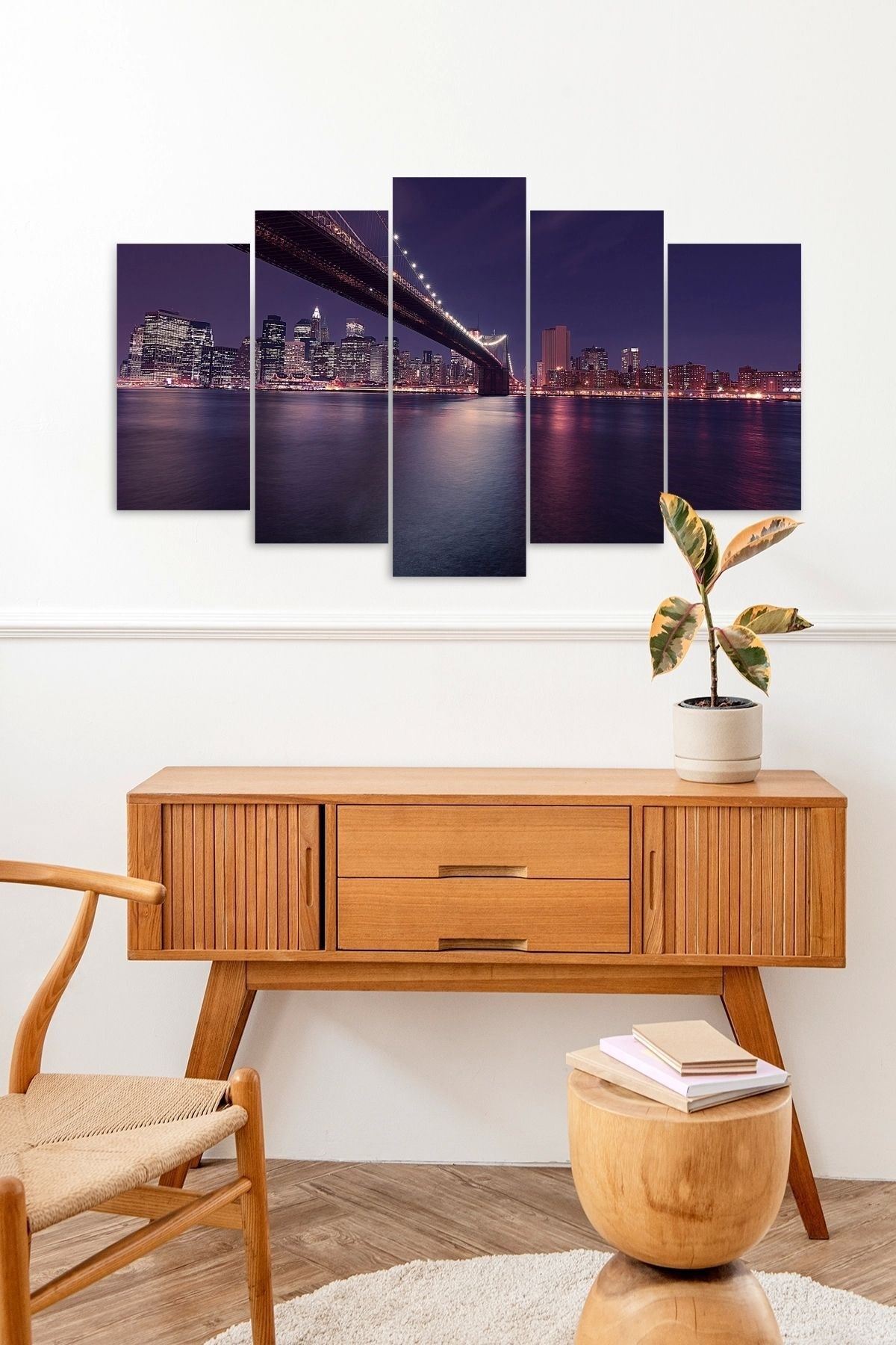 Şehir ve Deniz 5 Parçalı Mdf Tablo 60 x 100