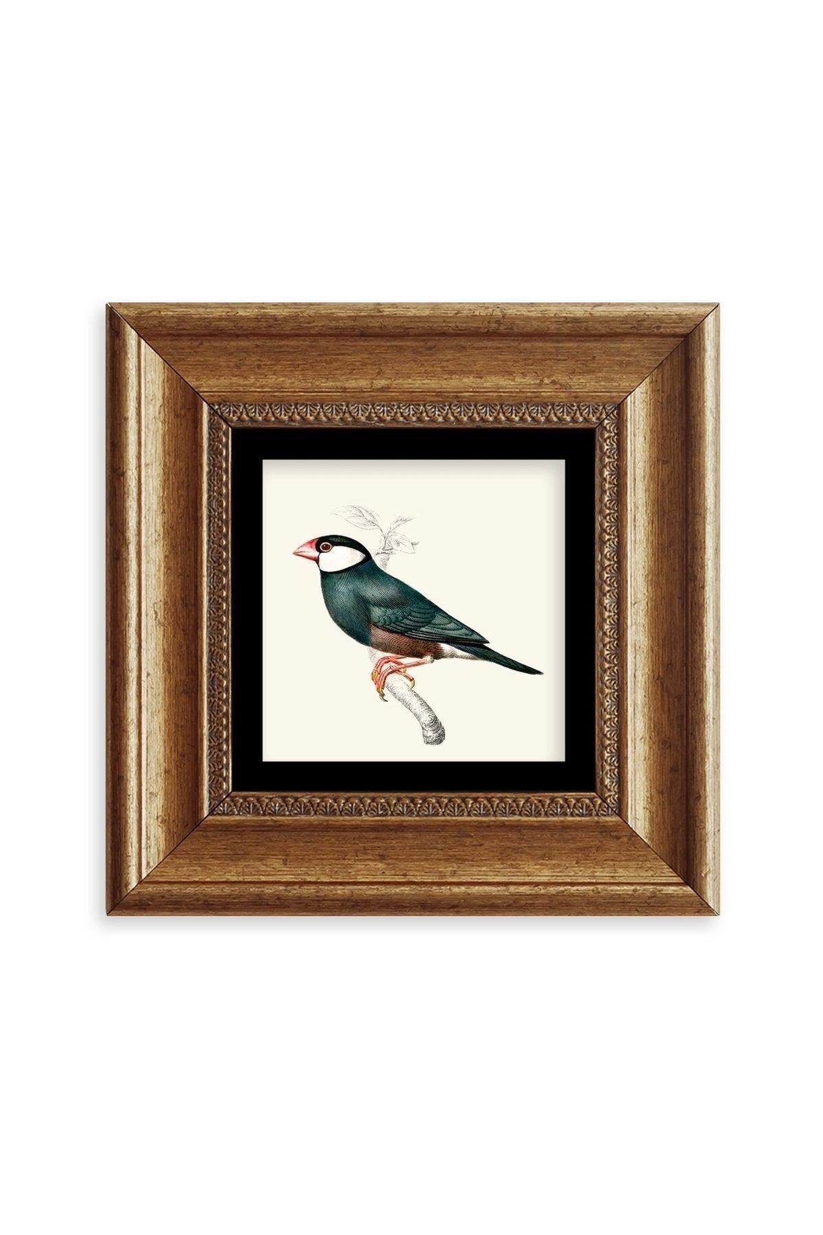 Yeşil Kuş Çerçeveli Taş Tablo 20 cm