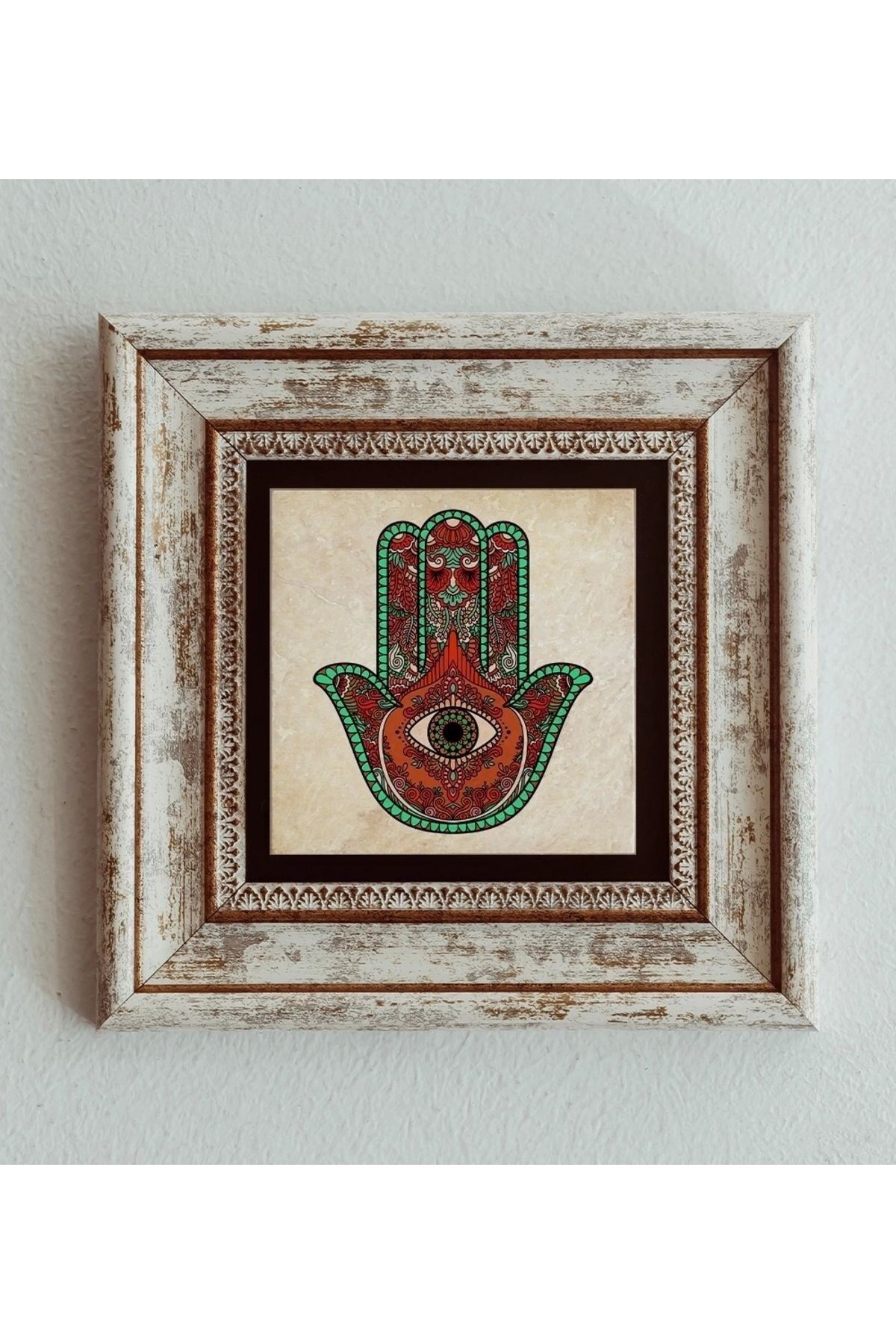 Fatma Ana Eli Çerçeveli Taş Tablo , Çerçeveli Taş Duvar Dekoru 20 cm