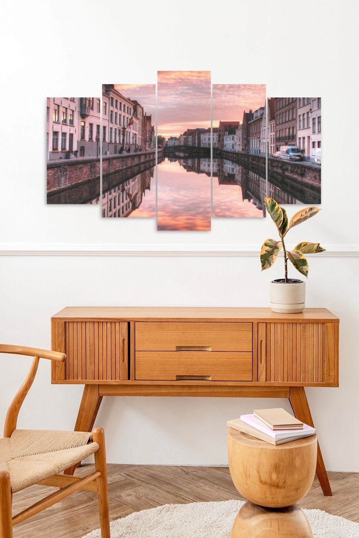 Şehir Manzarası 5 Parçalı Mdf Tablo 60 x 100