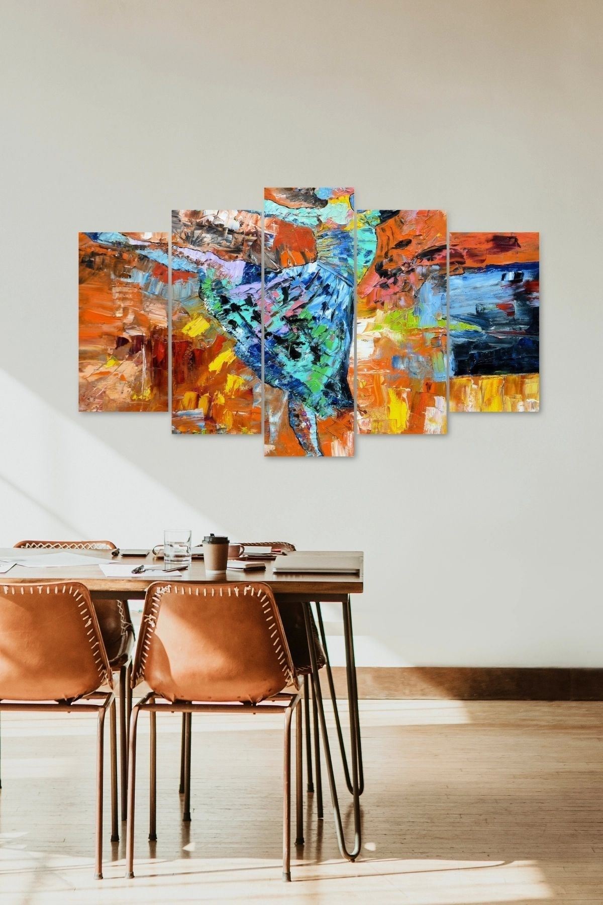 Düşündüren Kadın Dans 5 Parçalı Mdf Tablo 60 x 100