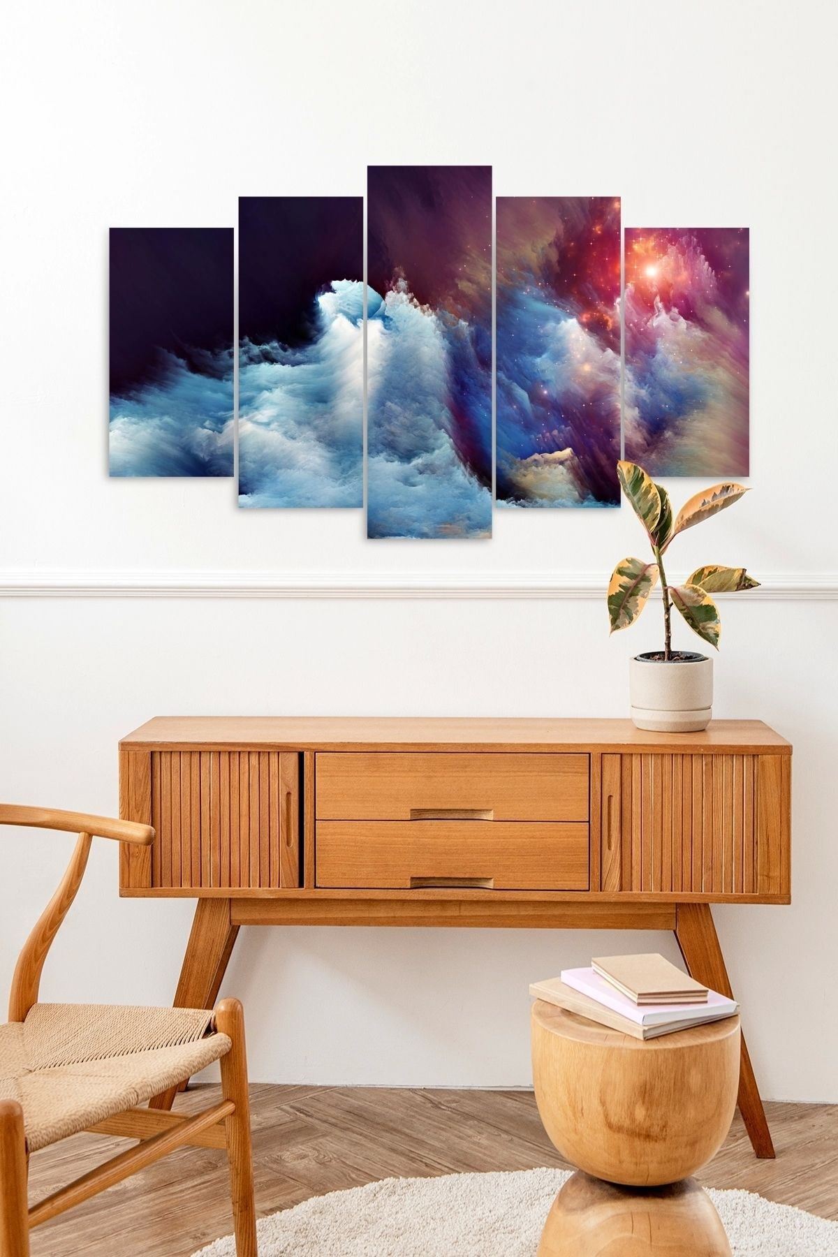 Manzara Doğa Retro 5 Parçalı Mdf Tablo 60 x 100