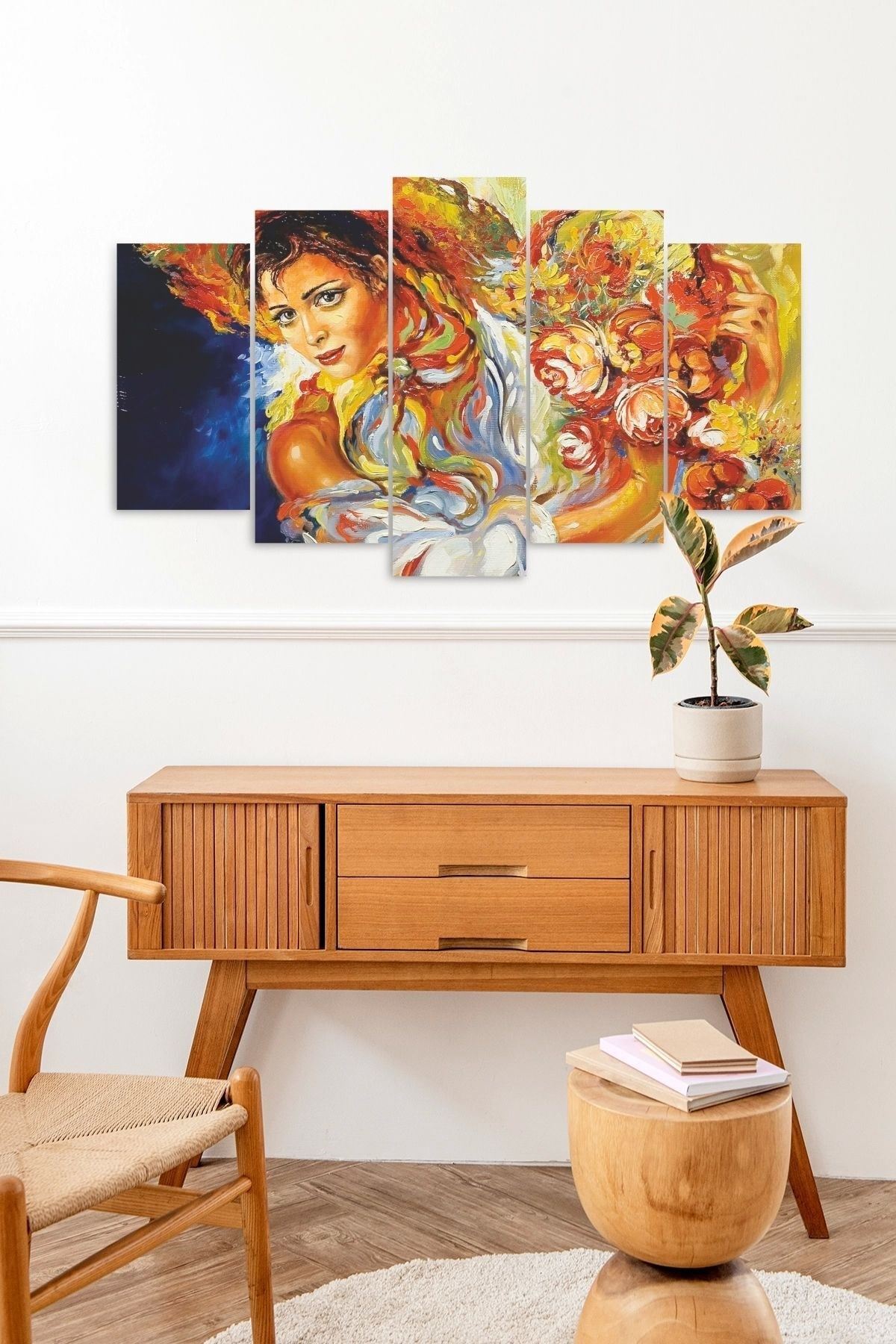 Kadın Manzarası 5 Parçalı Mdf Tablo 60 x 100