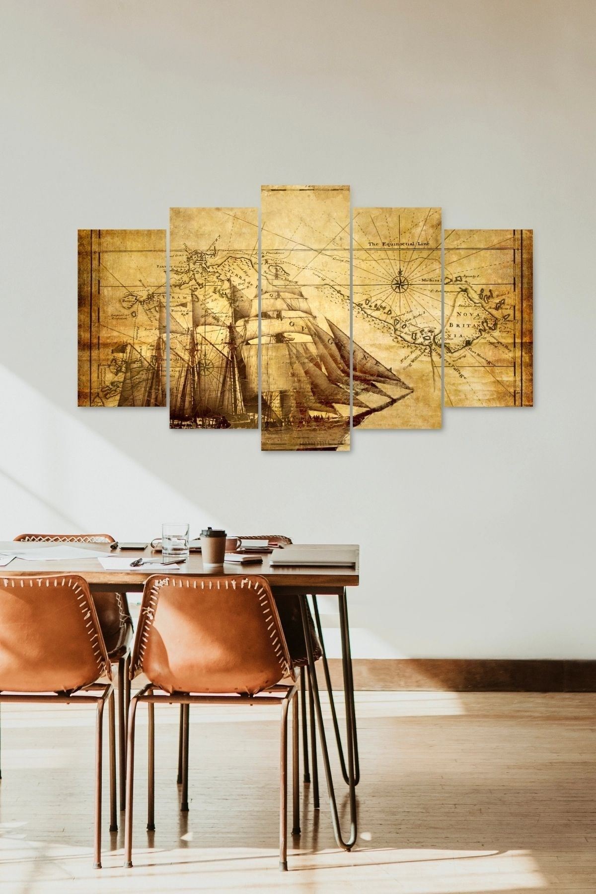 Yelkenli Manzara 5 Parçalı Mdf Tablo 60 x 100