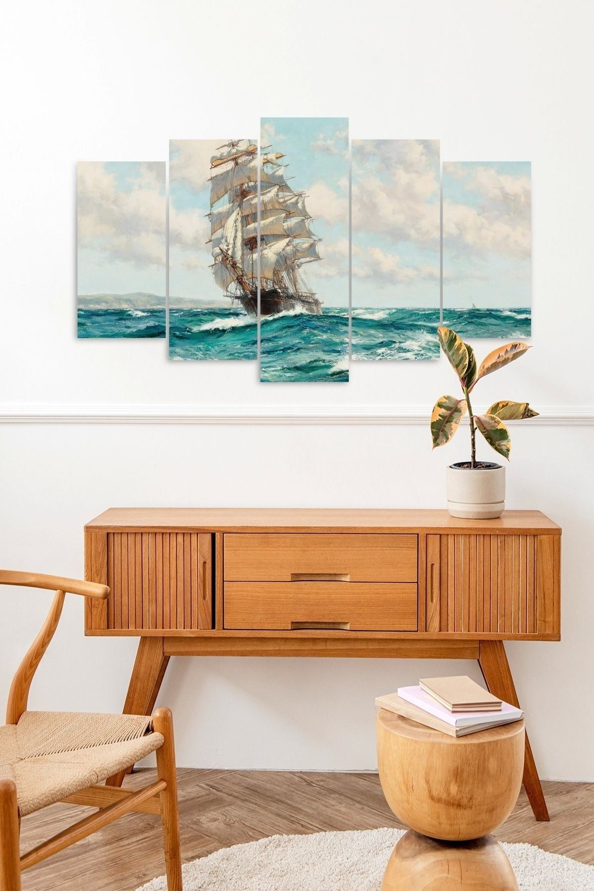 Deniz Manzarası 5 Parçalı Mdf Tablo 60 x 100