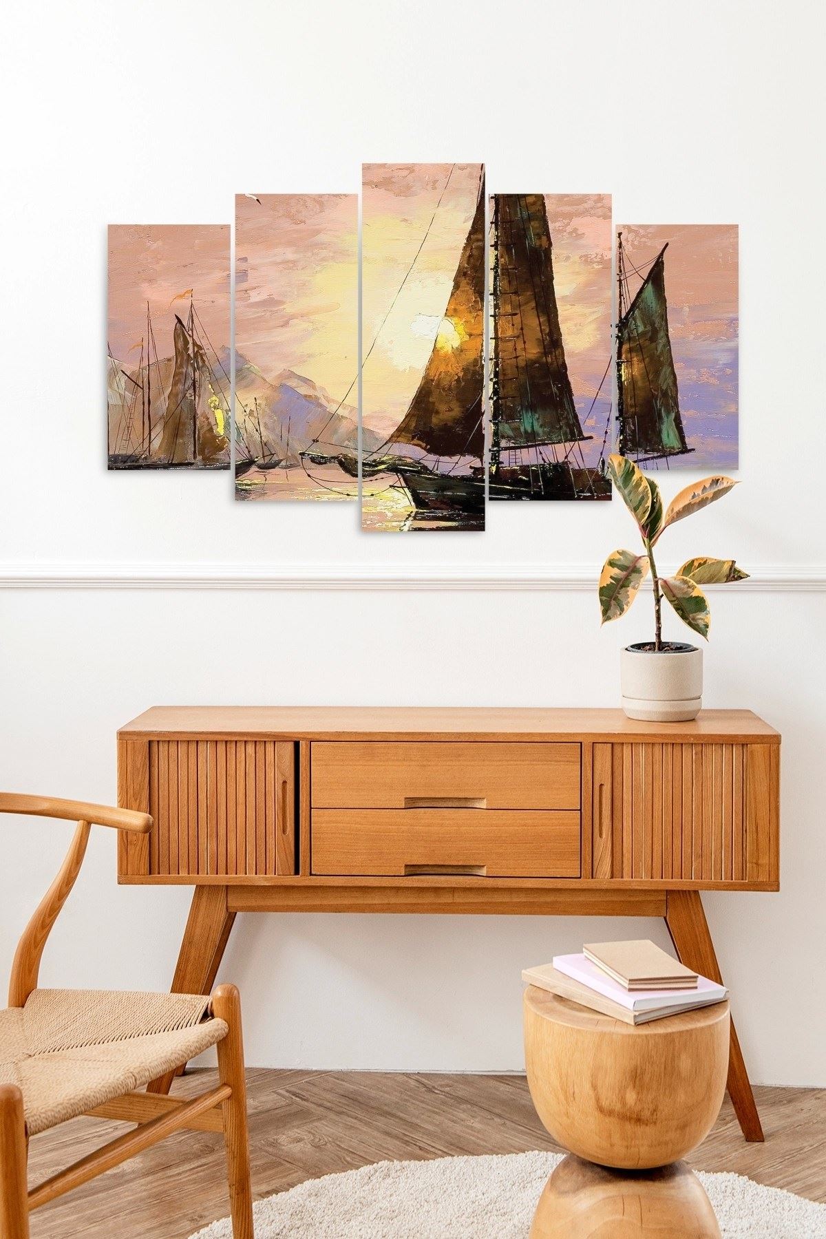 Deniz Manzarası 5 Parçalı Mdf Tablo 60 x 100