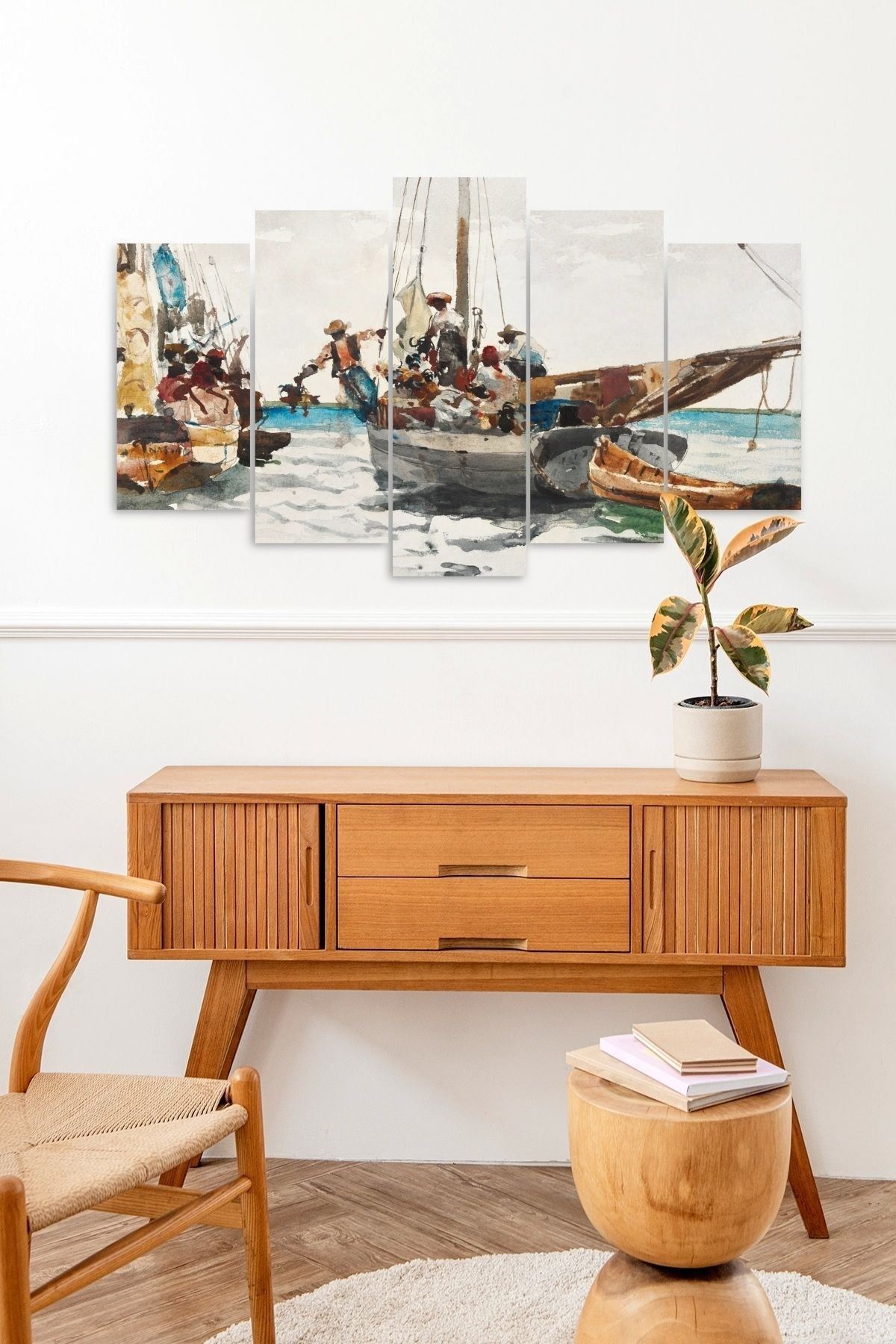 Deniz Manzarası 5 Parçalı Mdf Tablo 60 x 100