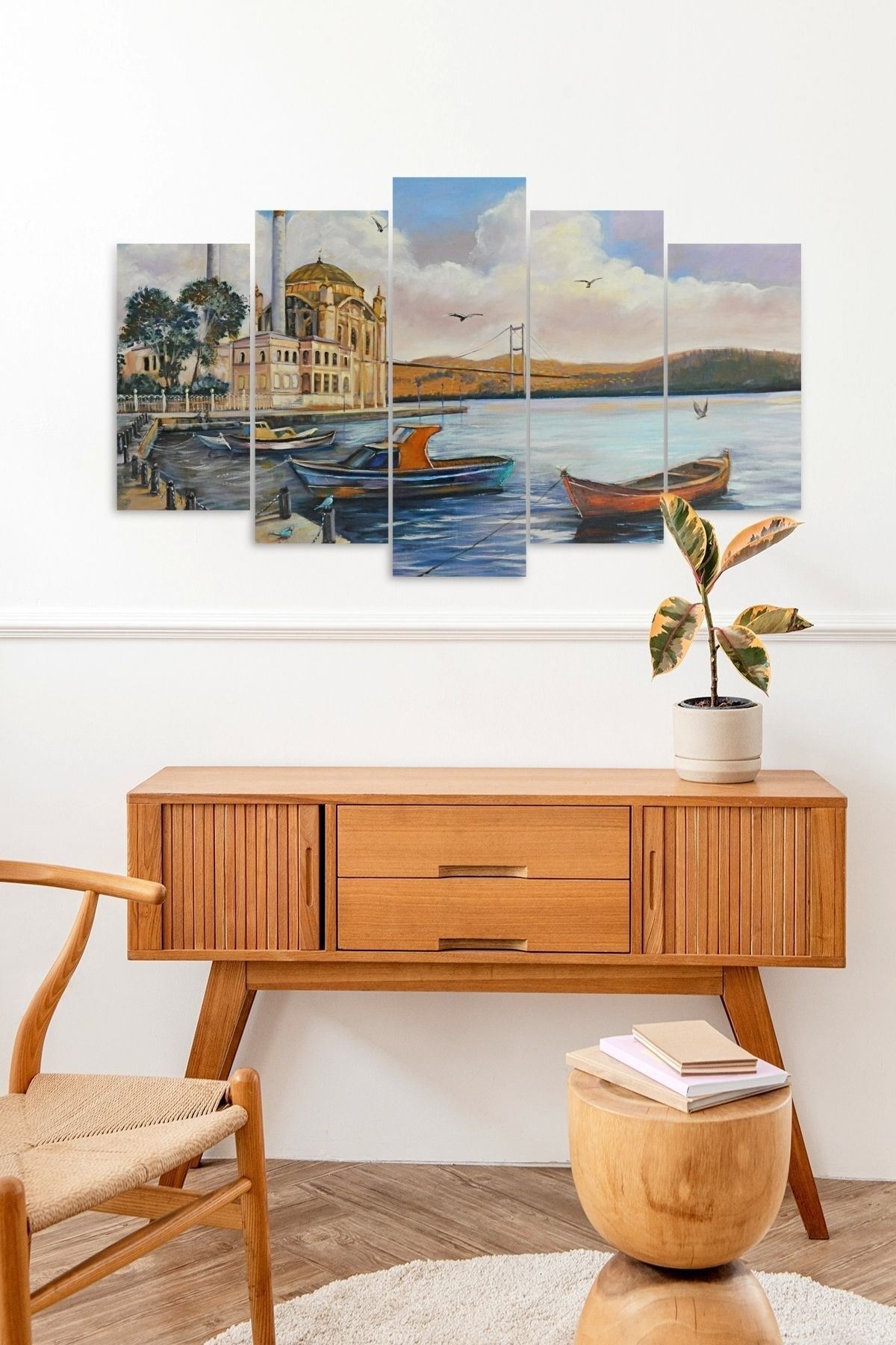 Şehir ve Deniz 5 Parçalı Mdf Tablo 60 x 100