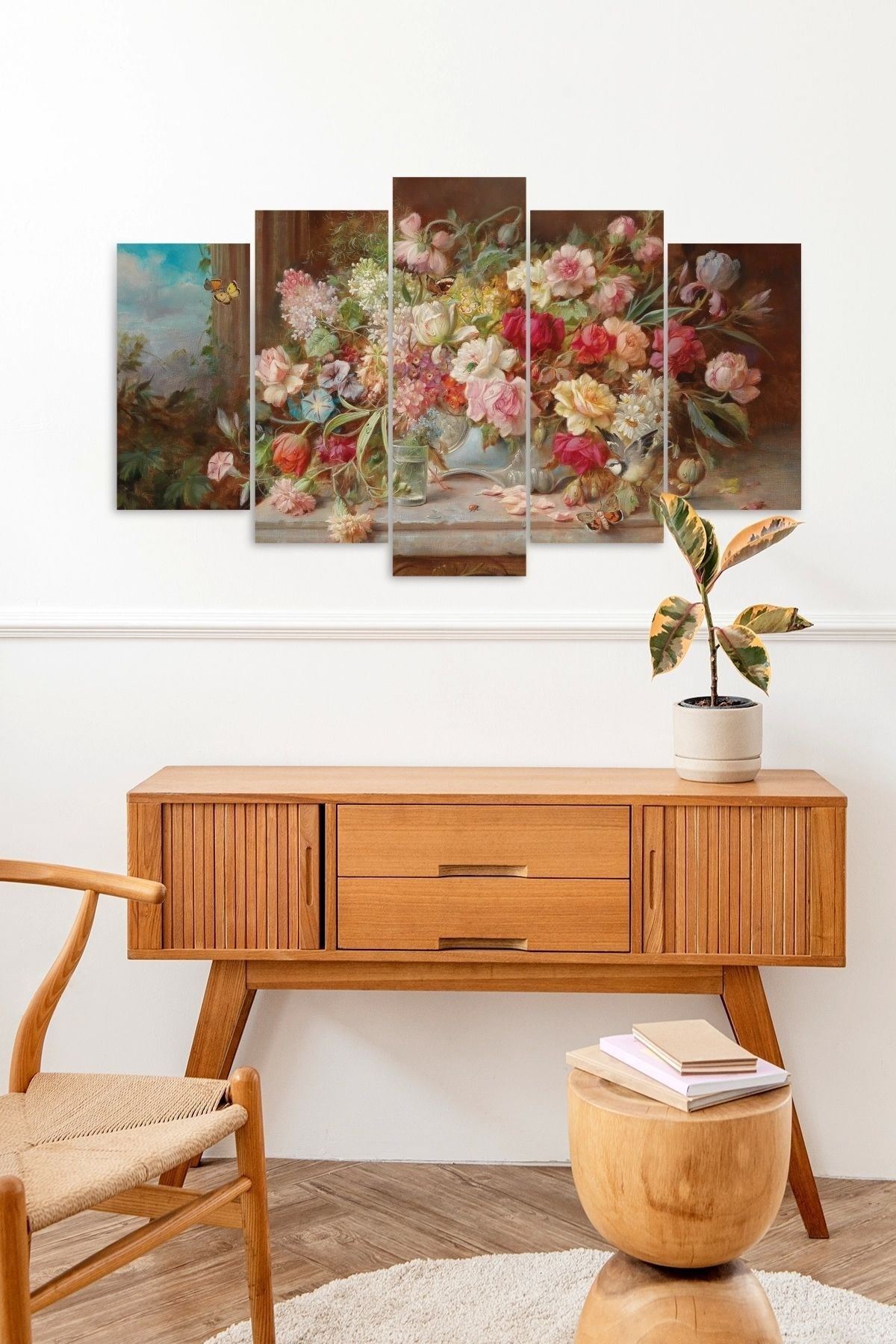 Çiçekler 5 Parçalı Mdf Tablo 60 x 100