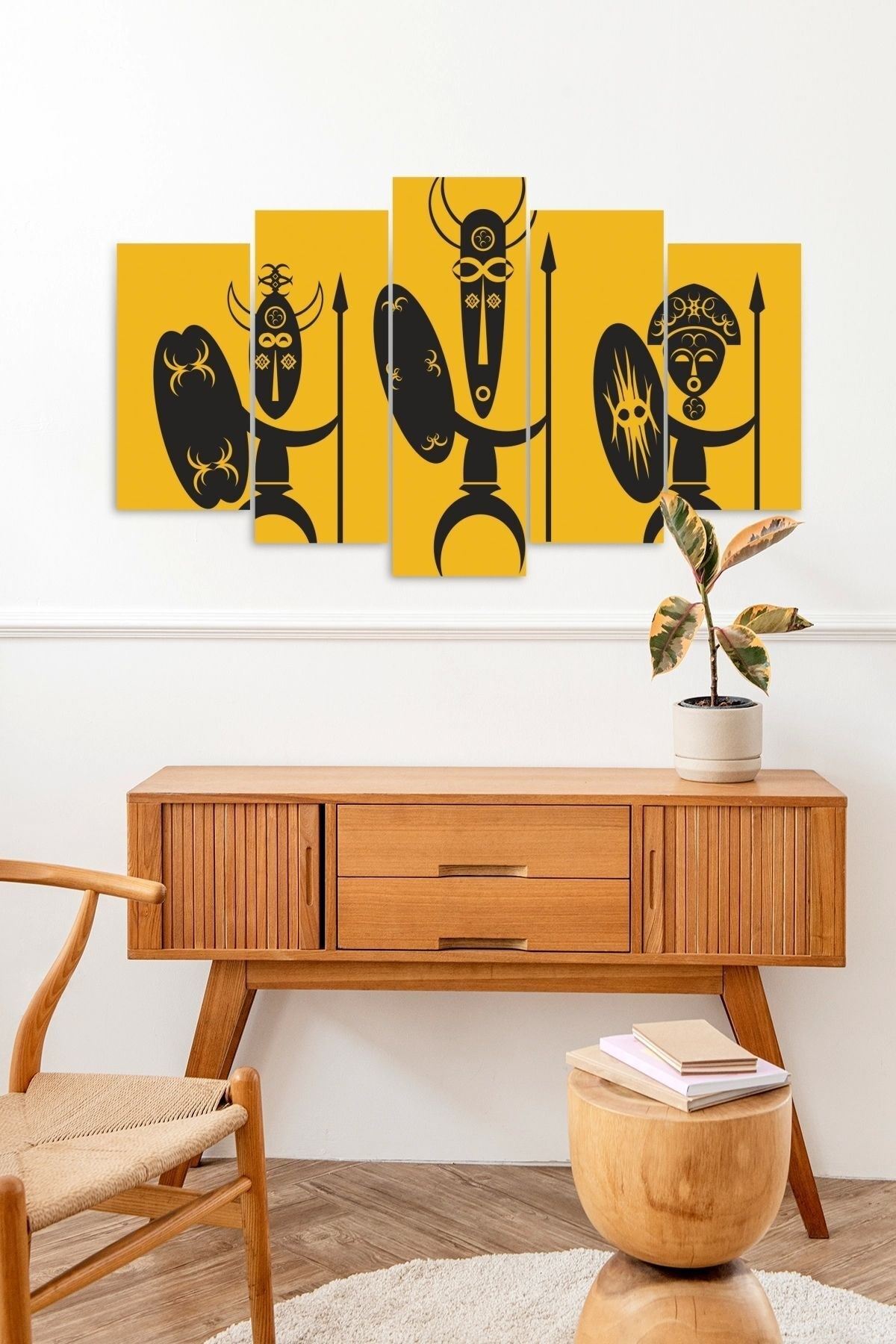 3 Savaşçı Manzarası 5 Parçalı Mdf Tablo 60 x 100