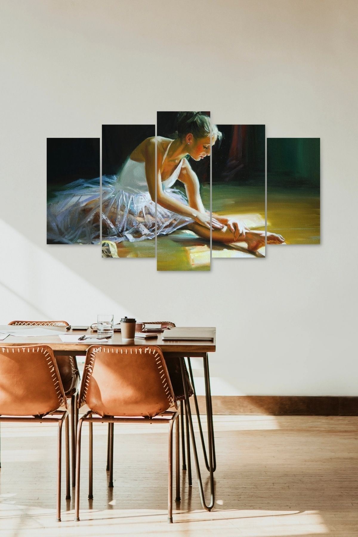 Kadın Kuğu 5 Parçalı Mdf Tablo 60 x 100