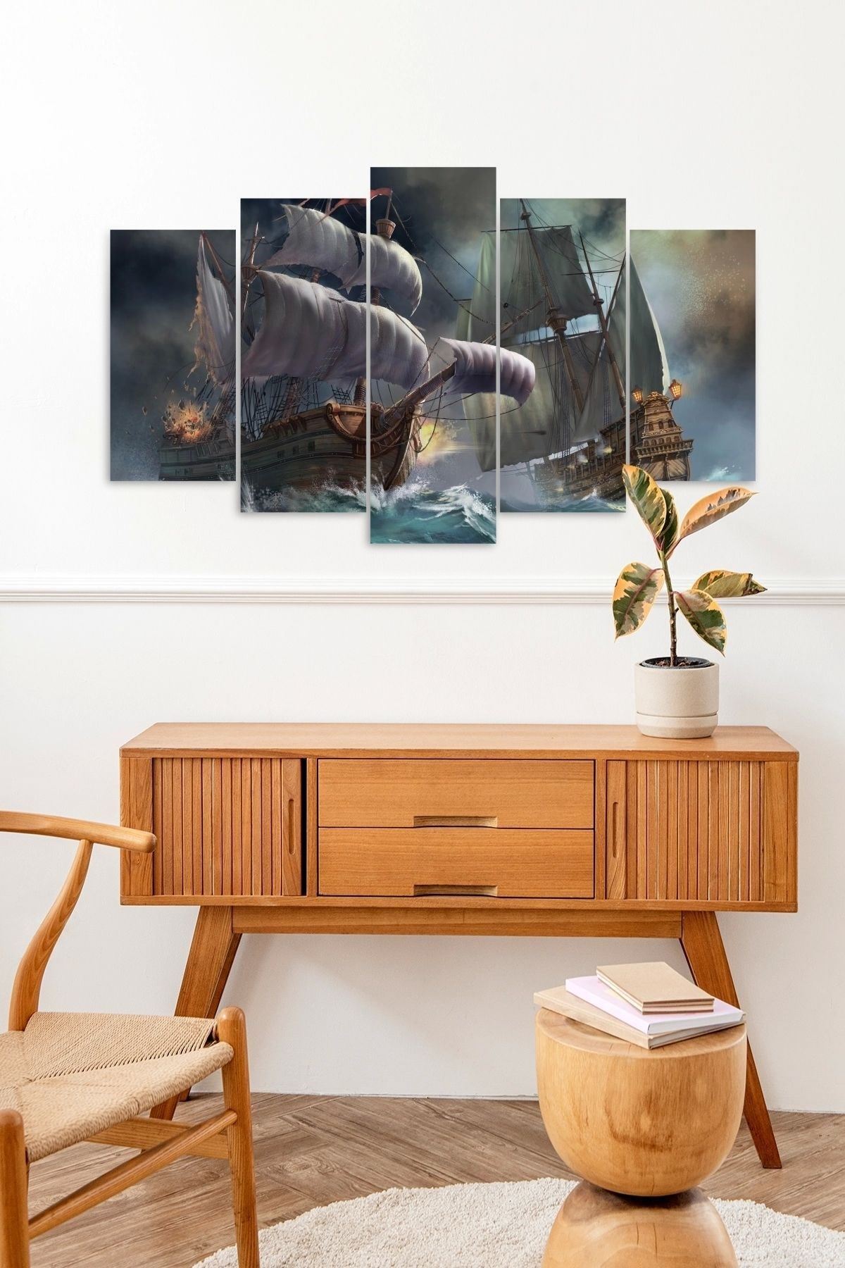 Deniz Manzarası 5 Parçalı Mdf Tablo