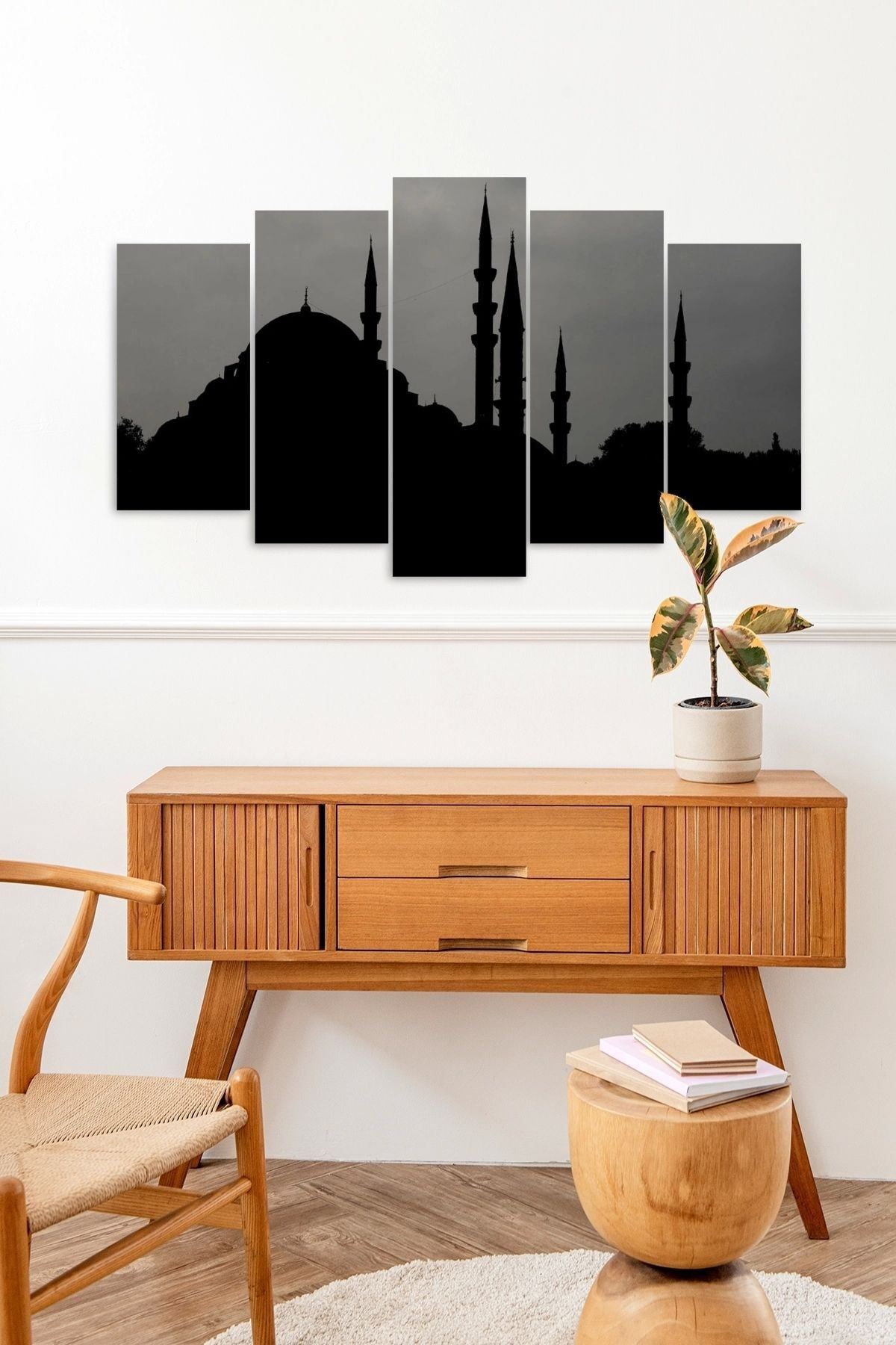 Camii Manzarası 5 Parçalı Mdf Tablo 60 x 100