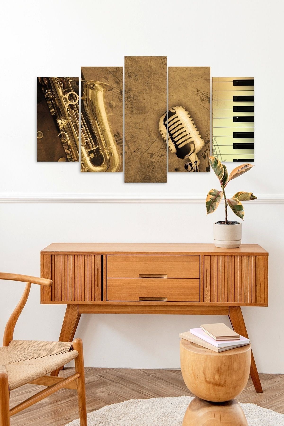 Müzik Köşesi 5 Parçalı Mdf Tablo 60 x 100