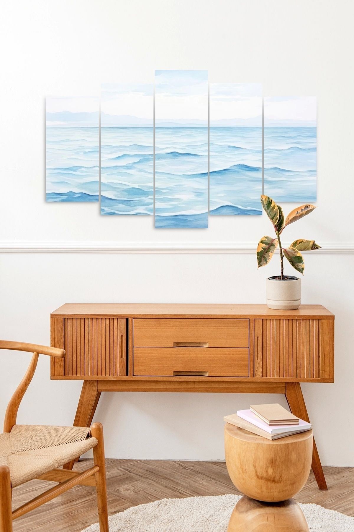 Deniz Manzarası 5 Parçalı Mdf Tablo 60 x 100