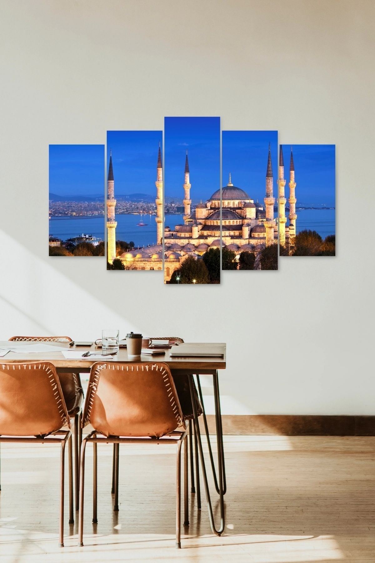 Camii Manzara 5 Parçalı Mdf Tablo 60 x 100