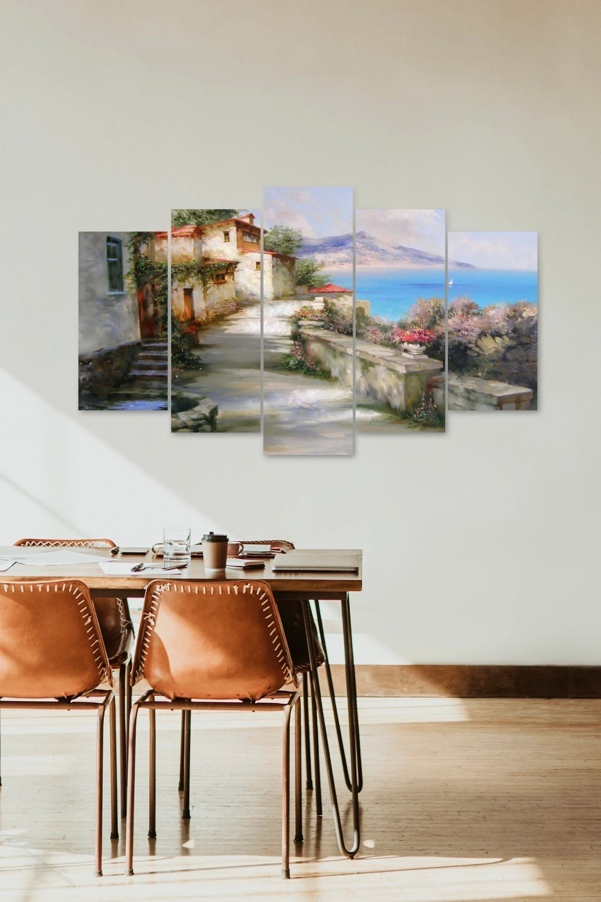 Şehir ve Deniz 5 Parçalı Mdf Tablo 60 x 100