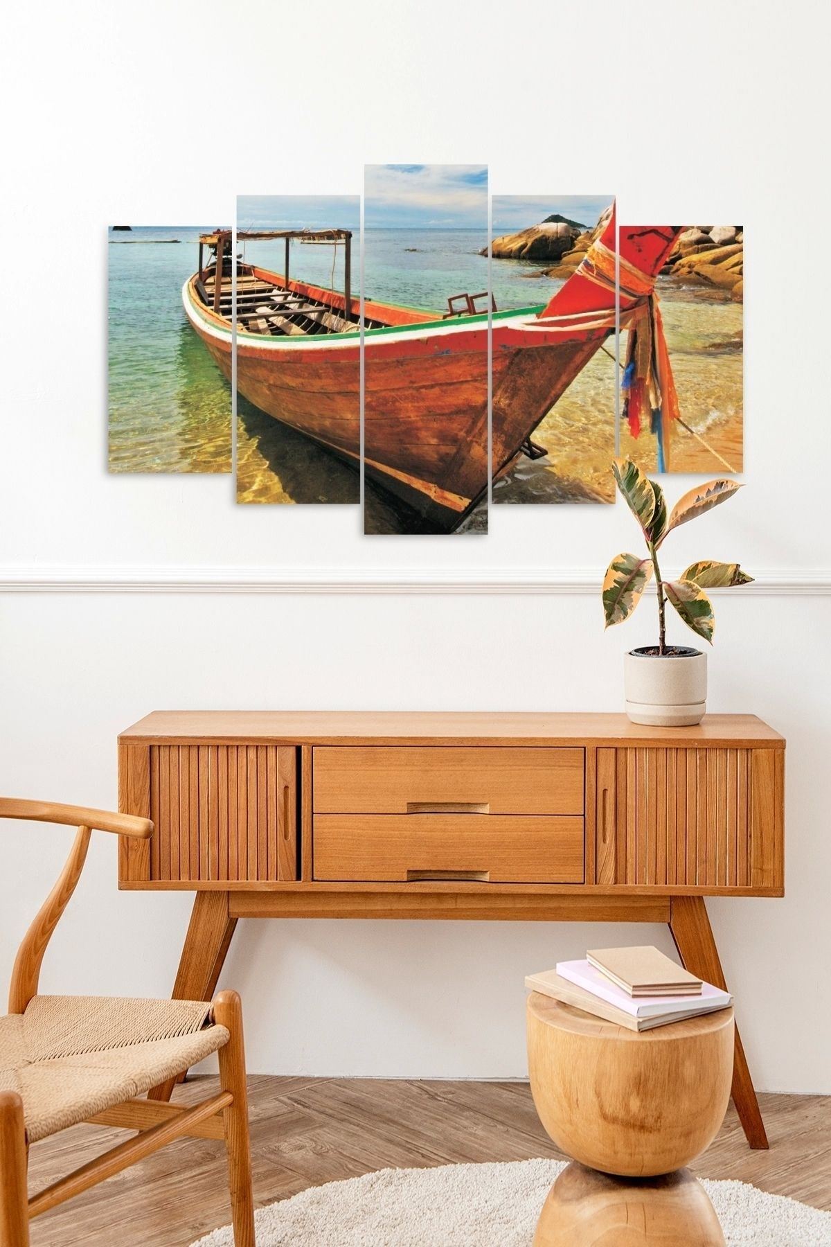 Deniz Manzarası 5 Parçalı Mdf Tablo 60 x 100