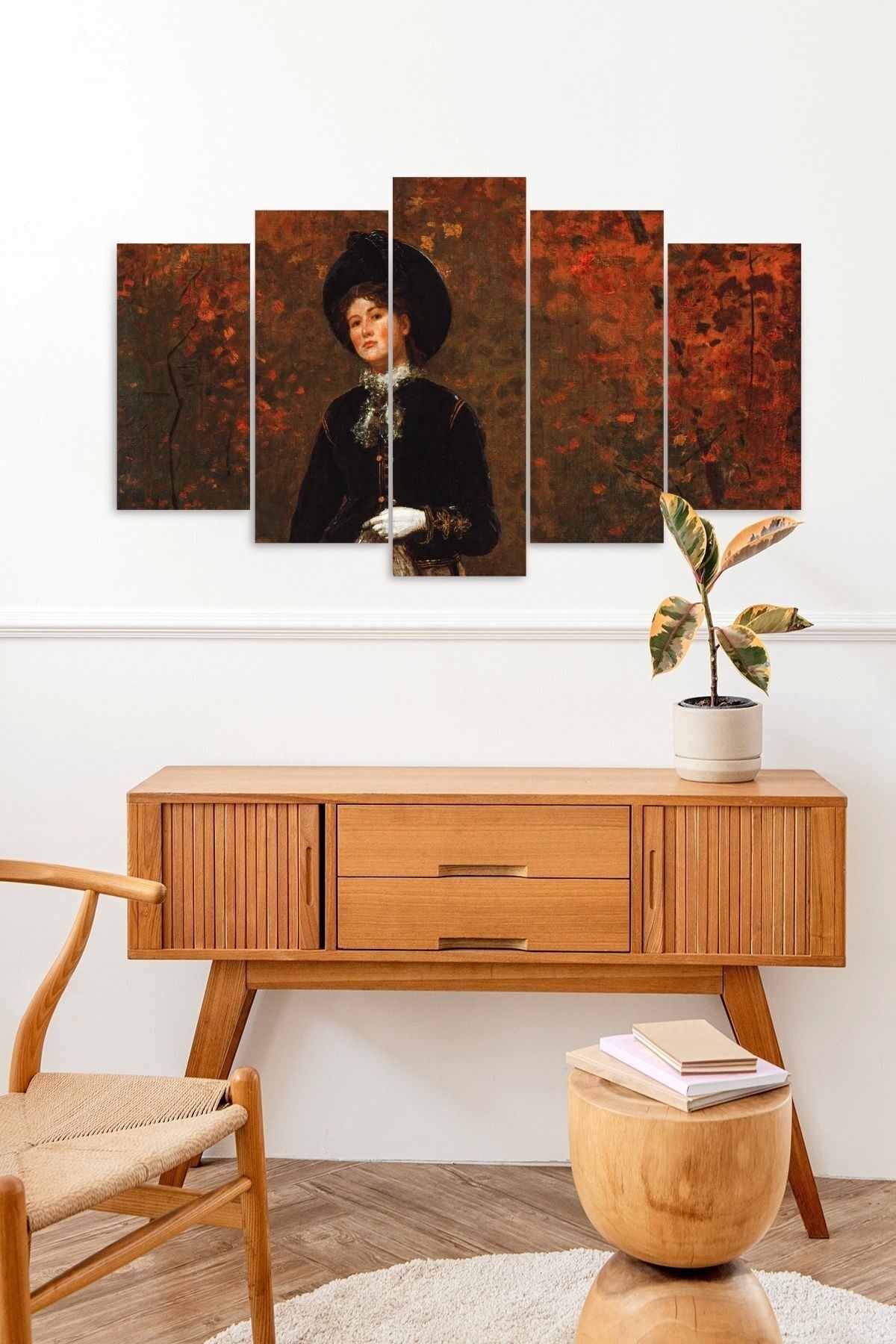 Kadın Manzarası 5 Parçalı Mdf Tablo 60 x 100