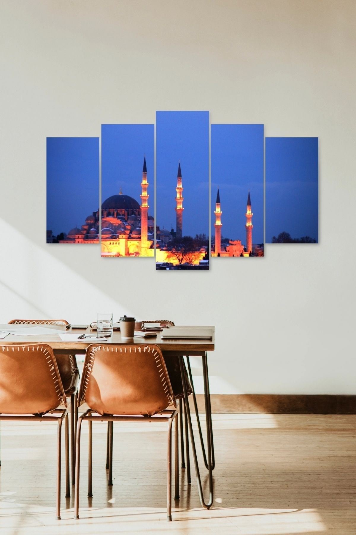 Camii Manzarası 5 Parçalı Mdf Tablo 60 x 100