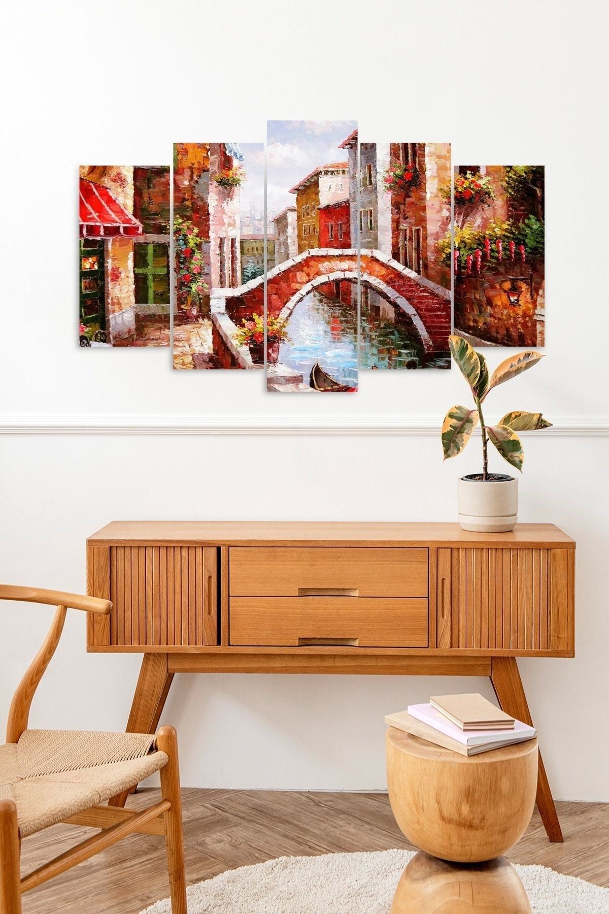 Şehir Manzarası 5 Parçalı Mdf Tablo 60 x 100