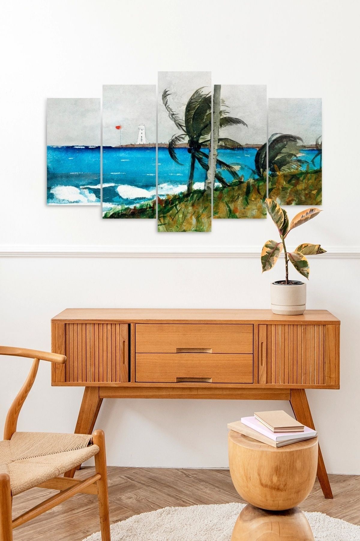 Deniz Manzarası 5 Parçalı Mdf Tablo 60 x 100