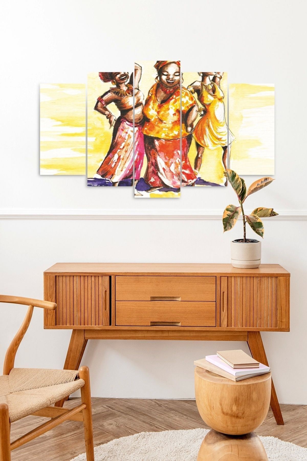 Kadın Manzarası 5 Parçalı Mdf Tablo 60 x 100