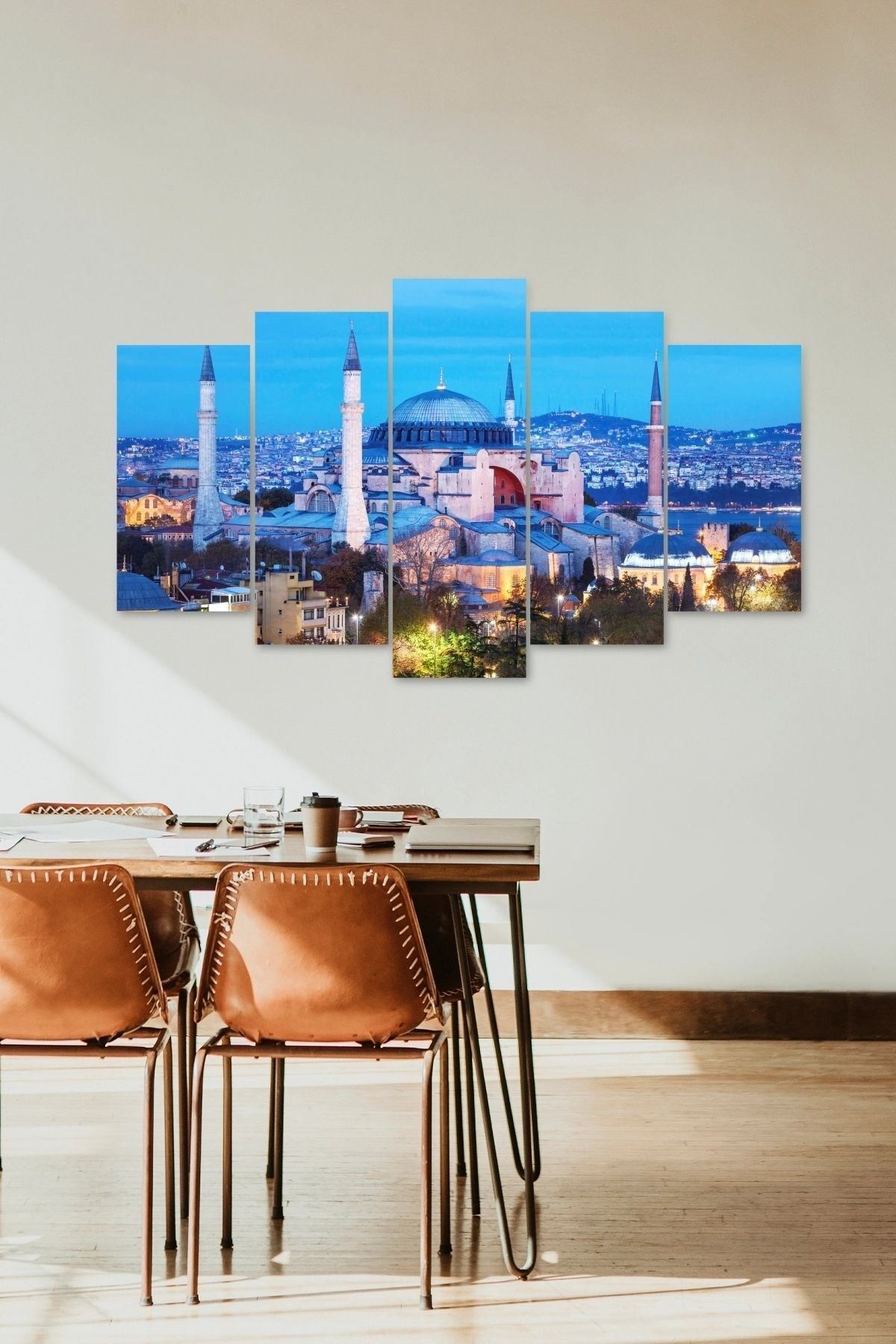 Camii Manzara 5 Parçalı Mdf Tablo 60 x 100