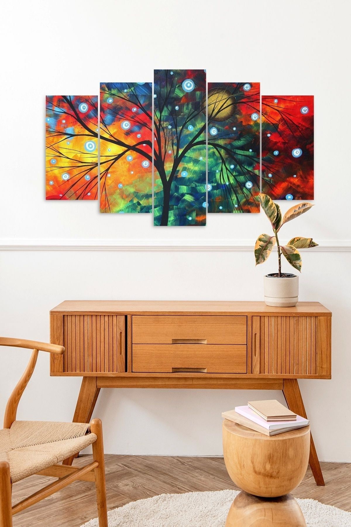 Ağaç ve Düşler 5 Parçalı Mdf Tablo 60 x 100