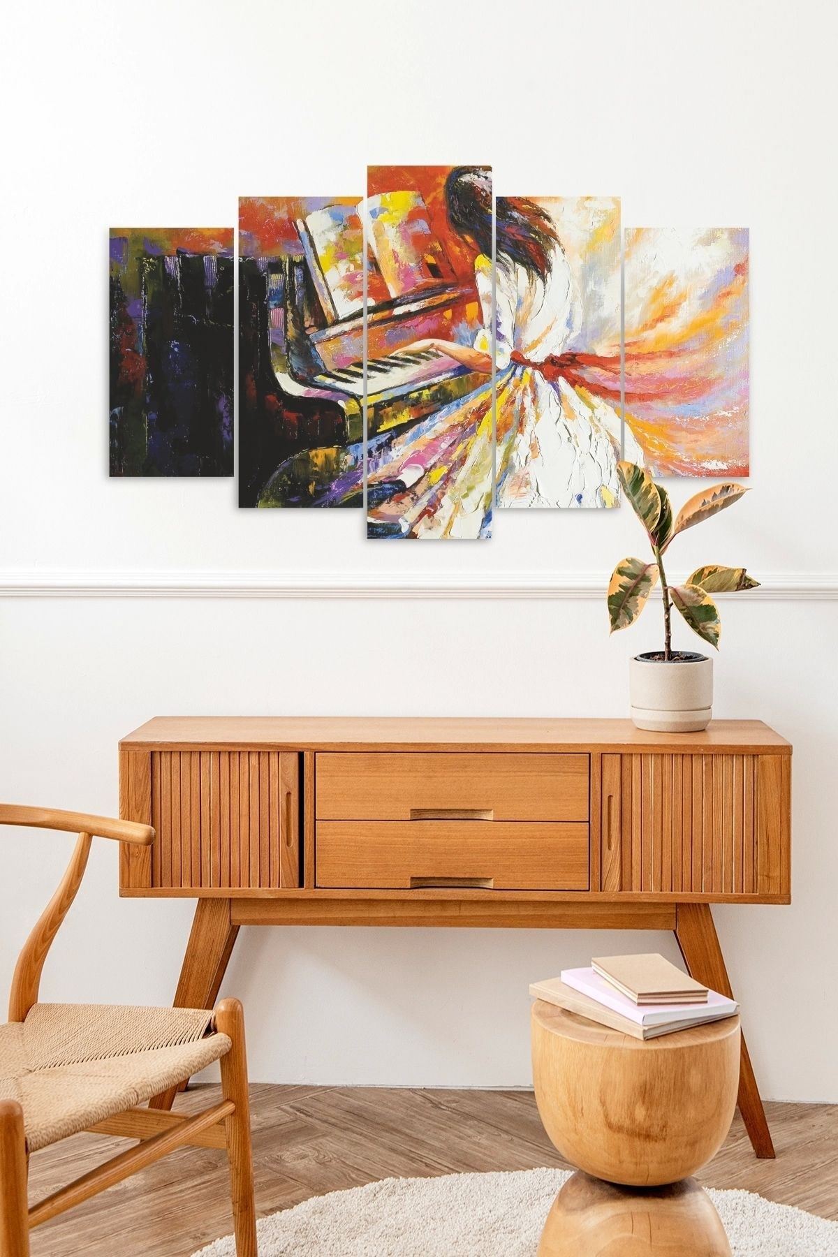 Kadın Piyano 5 Parçalı Mdf Tablo 60 x 100