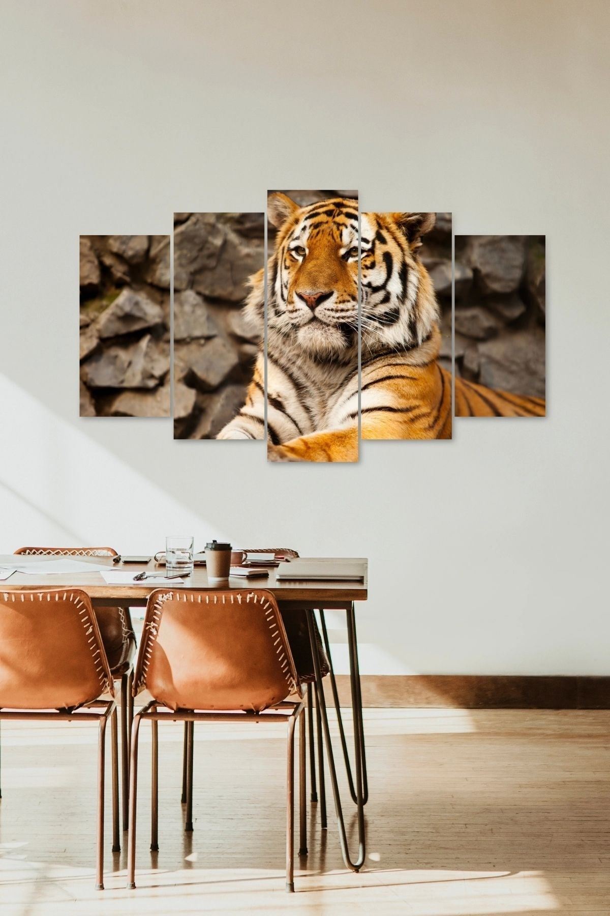 Kaplan Portresi 5 Parçalı Mdf Tablo 60 x 100