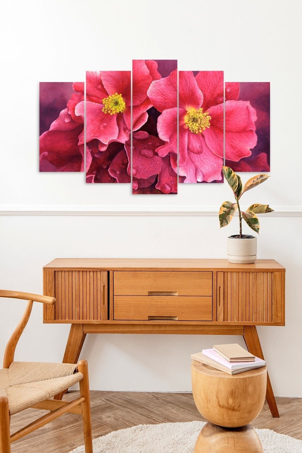 Çiçekler 5 Parçalı Mdf Tablo 60 x 100