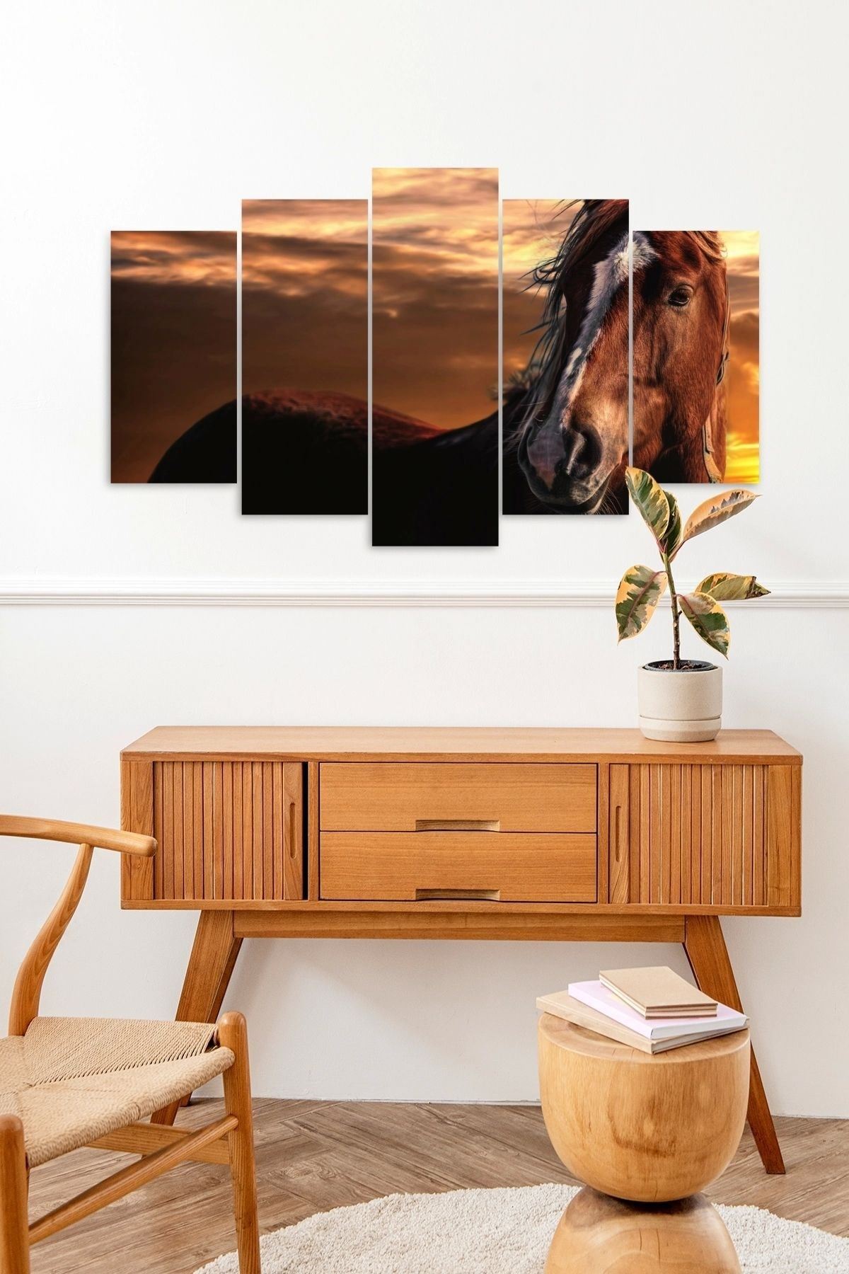 At ve Hüzün 5 Parçalı Mdf Tablo 60 x 100