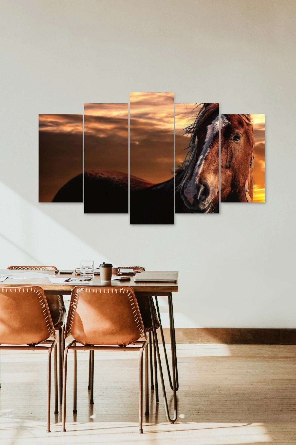 At ve Hüzün 5 Parçalı Mdf Tablo 60 x 100