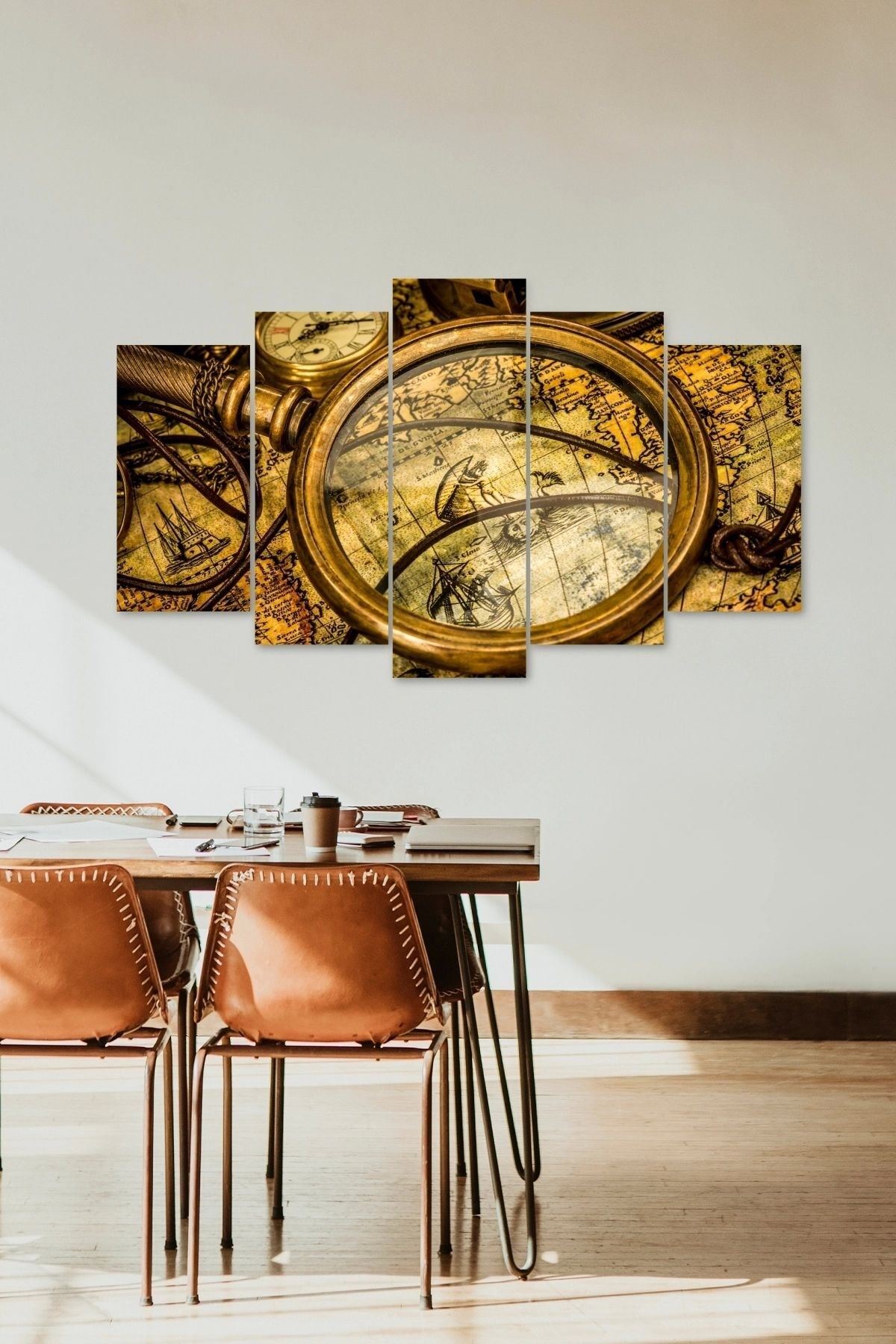 Büyüteç ve Harita 5 Parçalı Mdf Tablo 60 x 100