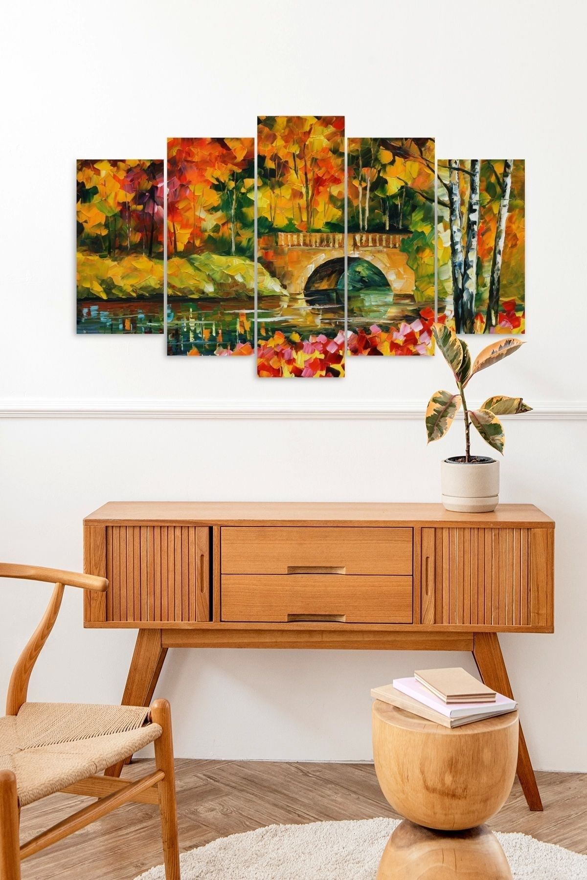 Sonbahar Manzara 5 Parçalı Mdf Tablo 60 x 100