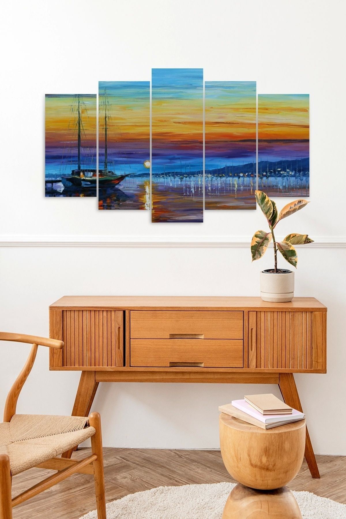 Deniz Manzarası 5 Parçalı Mdf Tablo 60 x 100