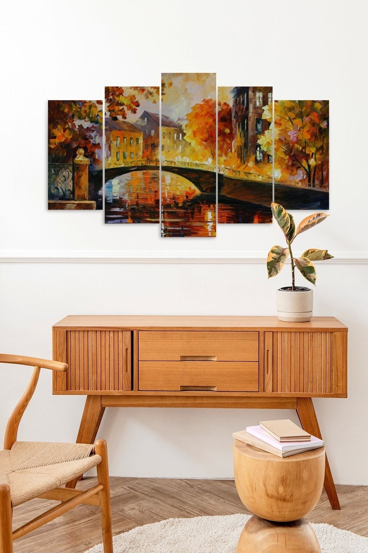 Sonbahar Yağmur 5 Parçalı Mdf Tablo 60 x 100