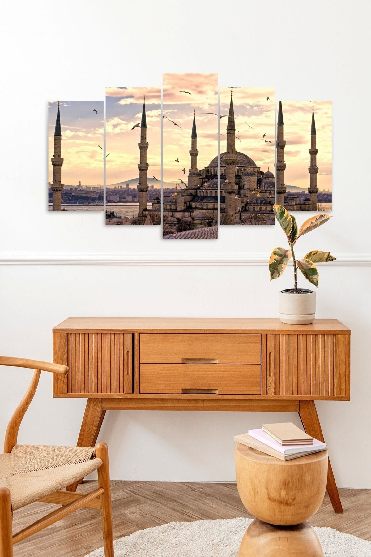 Camii Manzara 5 Parçalı Mdf Tablo 60 x 100