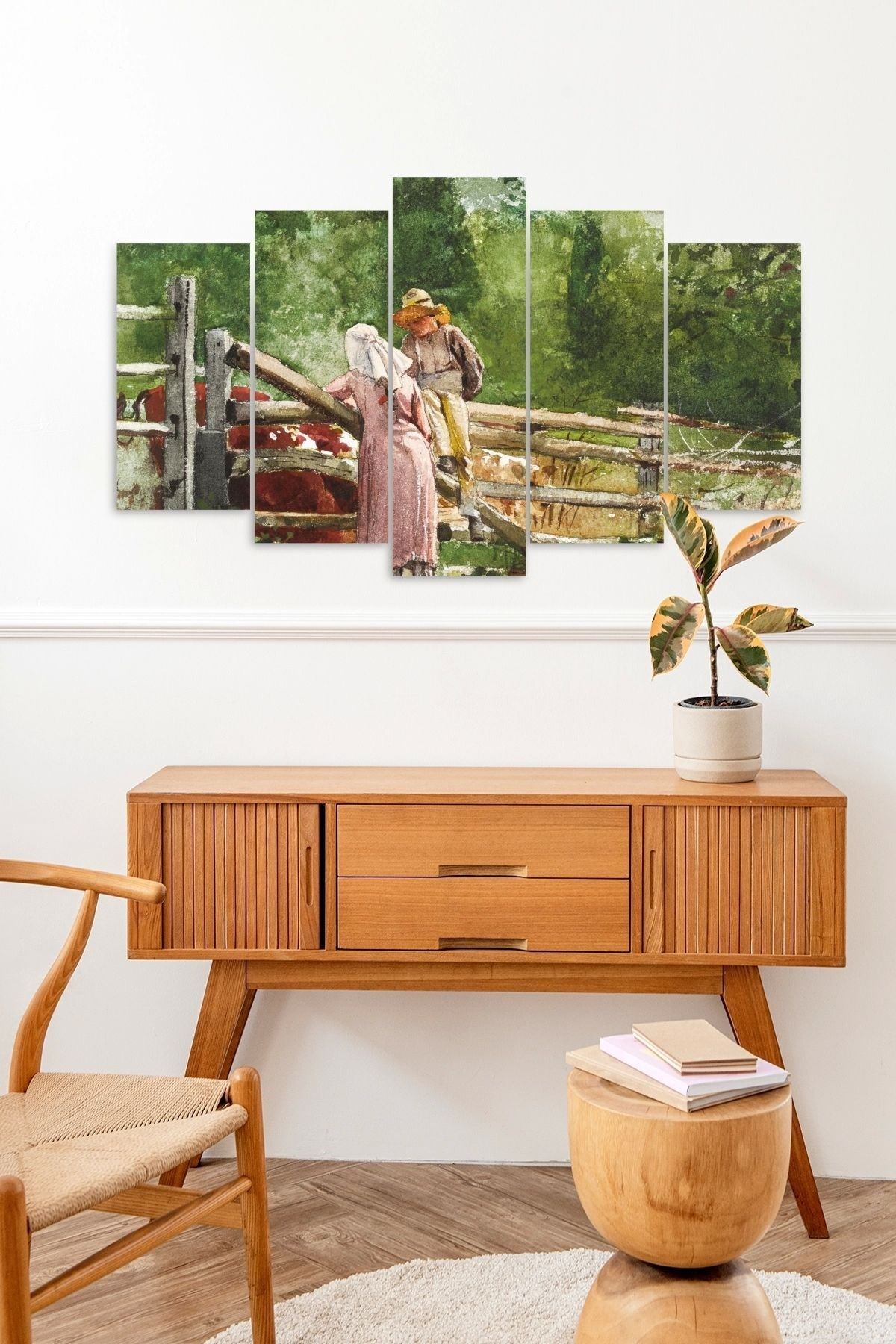 İnsan Manzarası 5 Parçalı Mdf Tablo 60 x 100