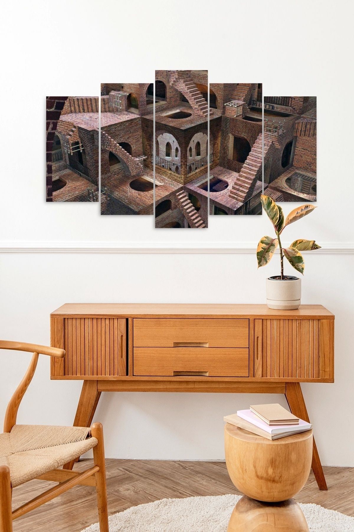 Düşündüren Manzara 5 Parçalı Mdf Tablo 60 x 100