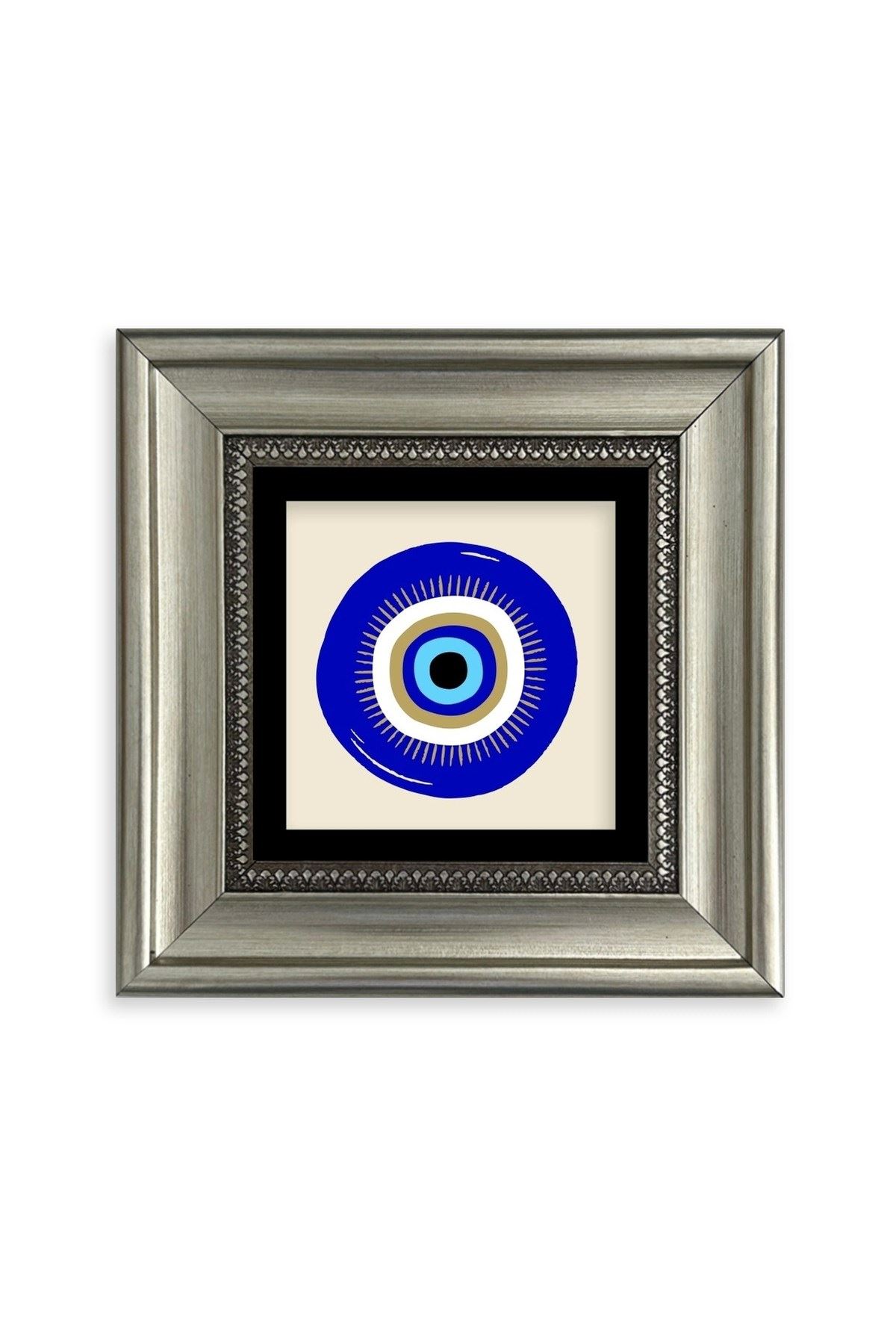 Nazar Boncuğu Çerçeveli Taş Tablo 20 cm