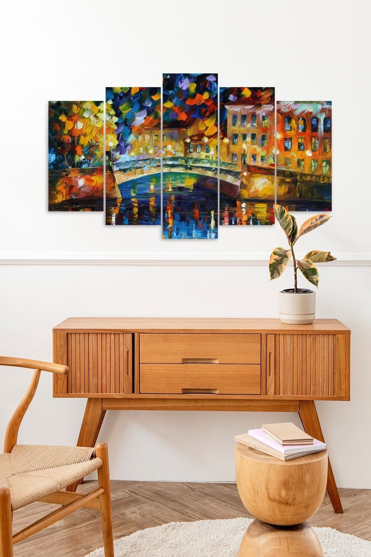 Sonbahar Manzarası 5 Parçalı Mdf Tablo 60 x 100