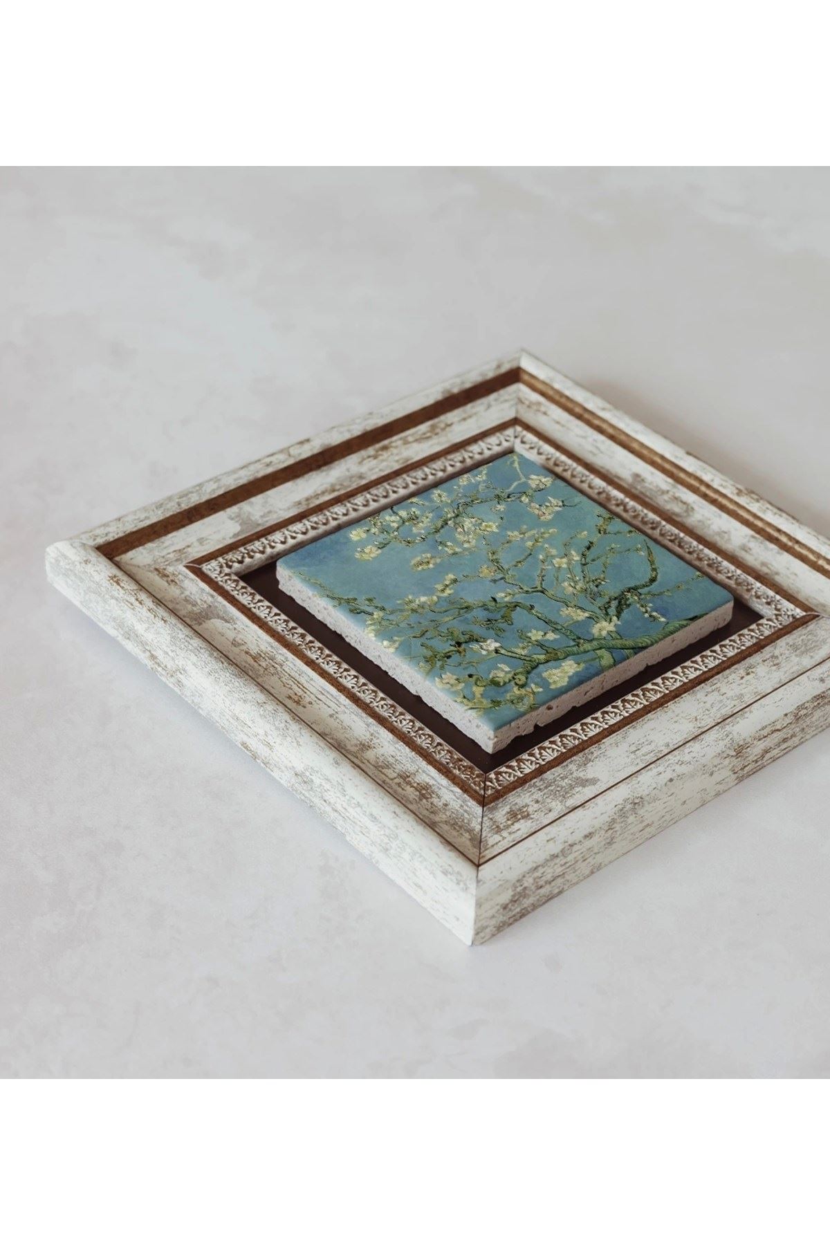 Vincent Van Gogh Çerçeveli Taş Tablo , Çerçeveli Taş Duvar Dekoru 20 cm