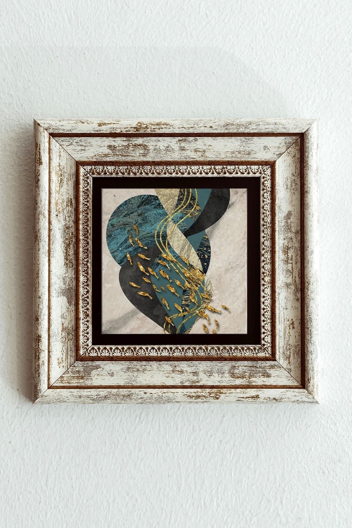 Desenli Çerçeveli Taş Tablo , Çerçeveli Taş Duvar Dekoru-enkcrcvtbl-00175 20 cm