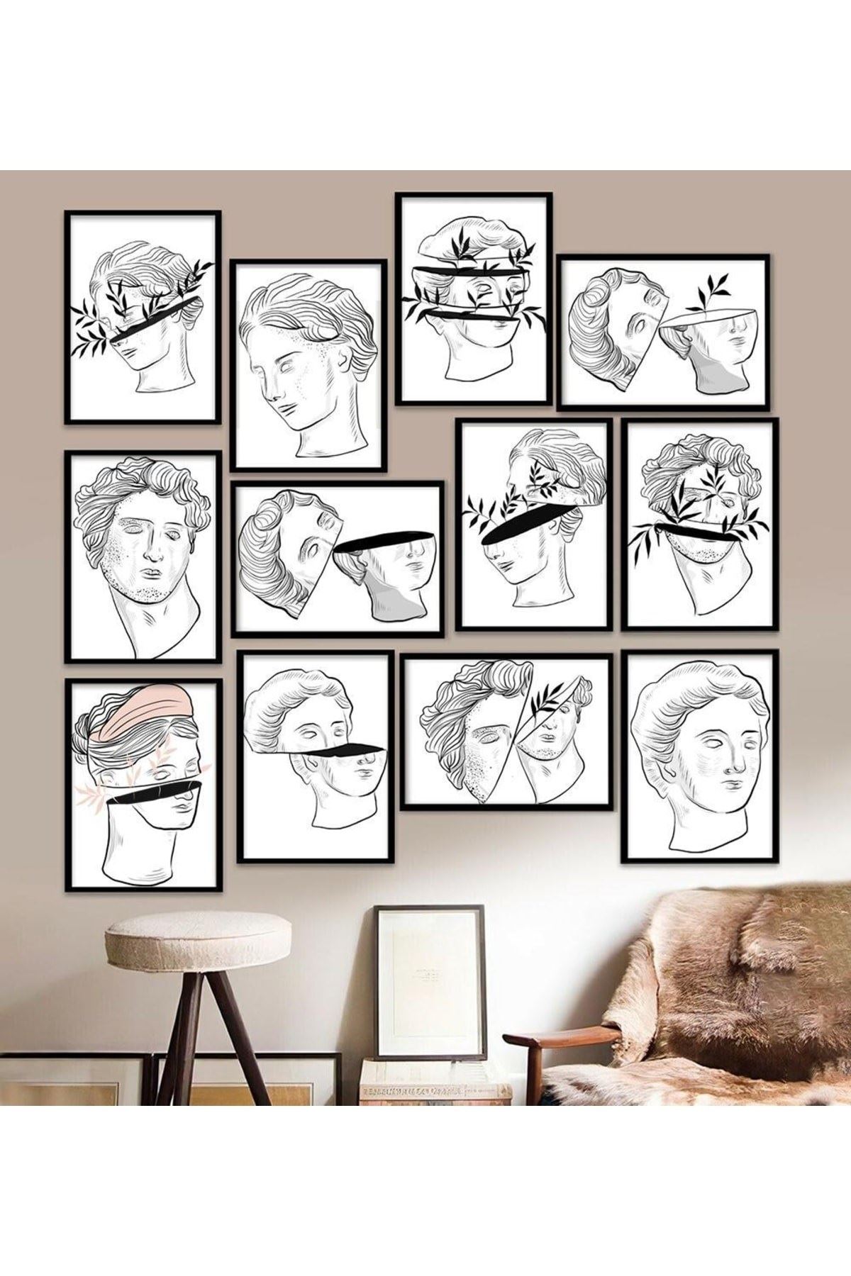 12 Parça Çerçeve Görünümlü Mdf Tablo Seti 15 x 20