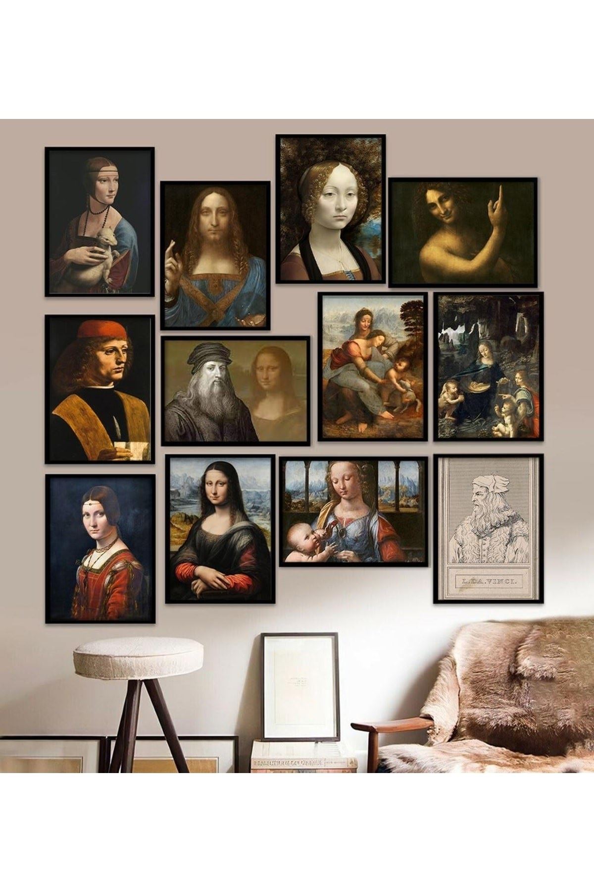 12 Parça Çerçeve Görünümlü Mdf Tablo Seti 15 x 20