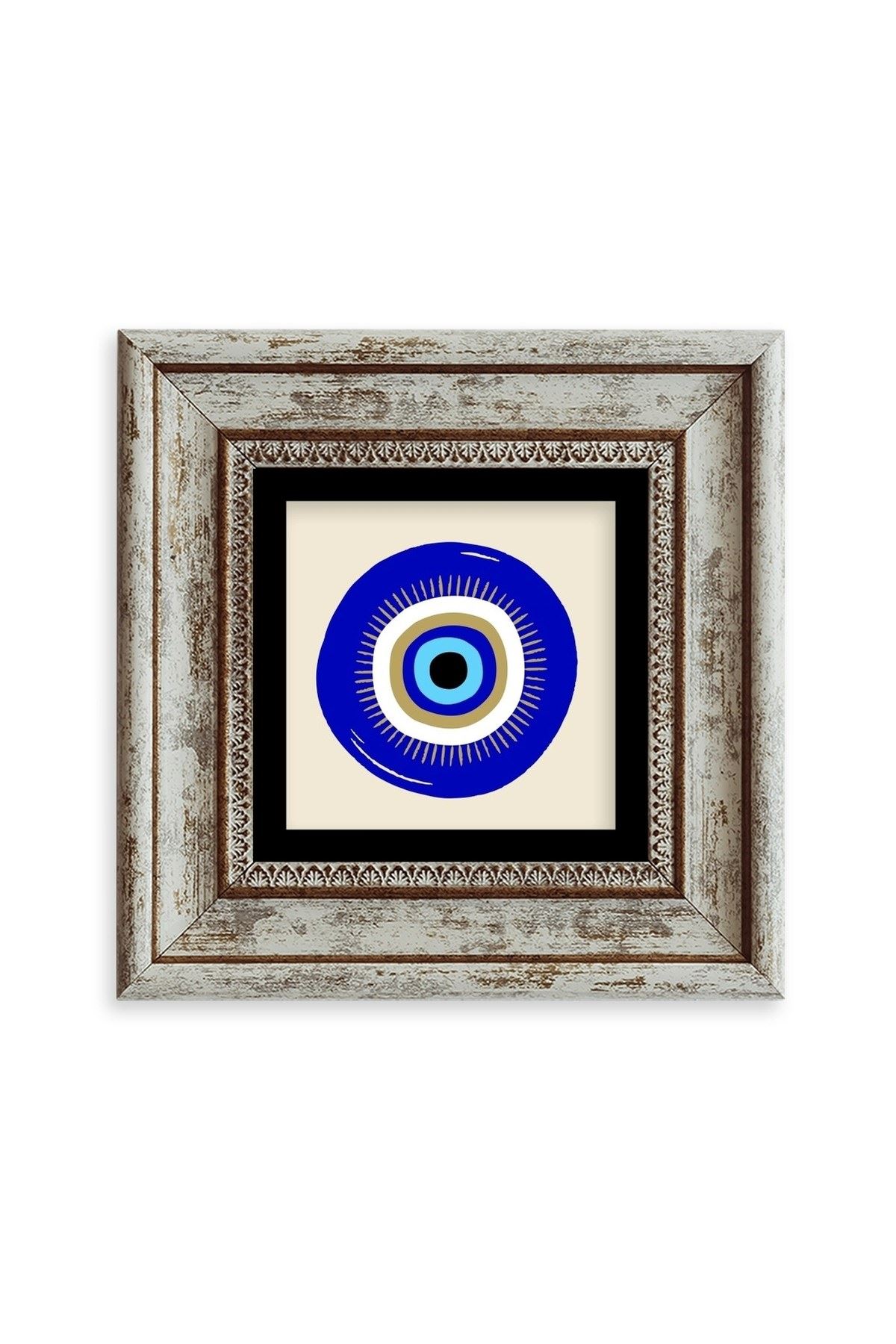 Nazar Boncuğu Çerçeveli Taş Tablo 20 cm
