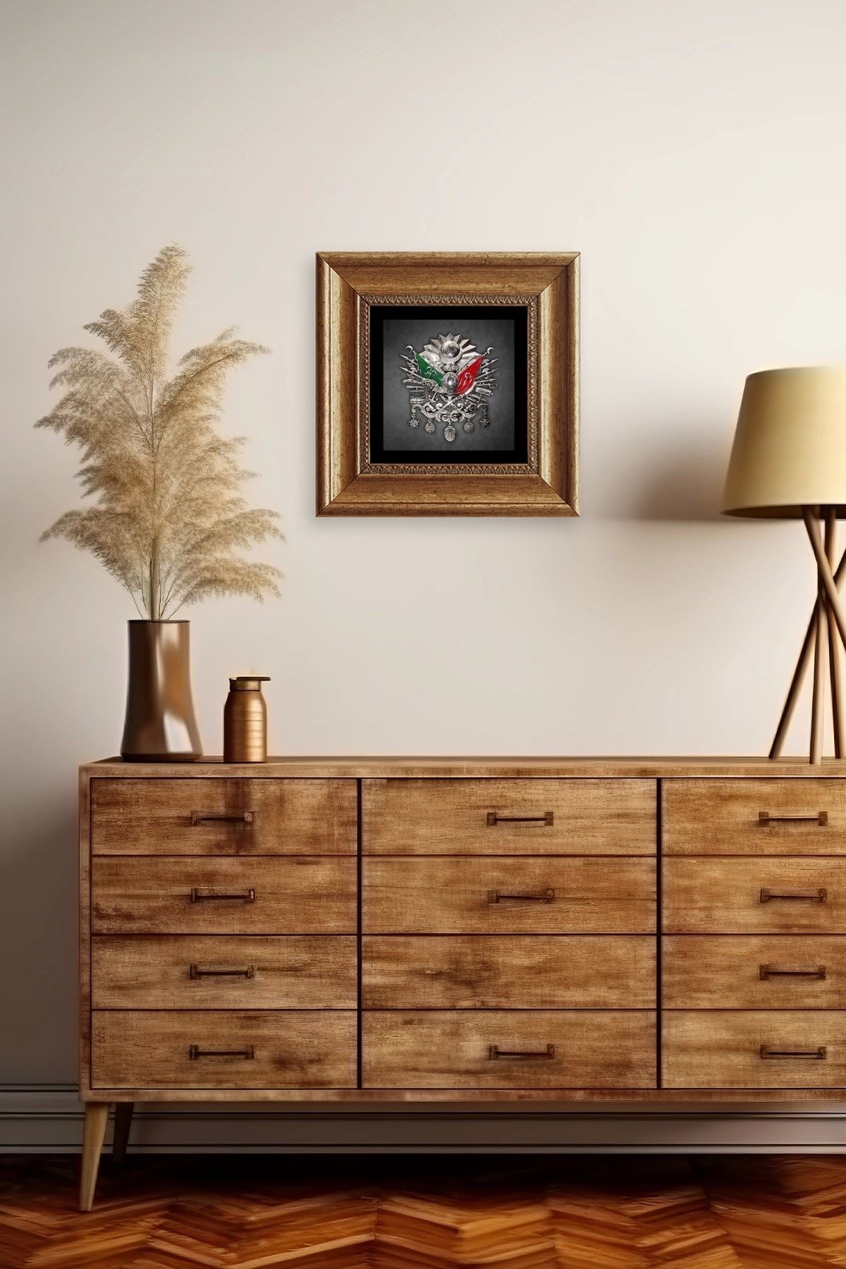 Osmanlı Arması Çerçeveli Taş Tablo 20 cm