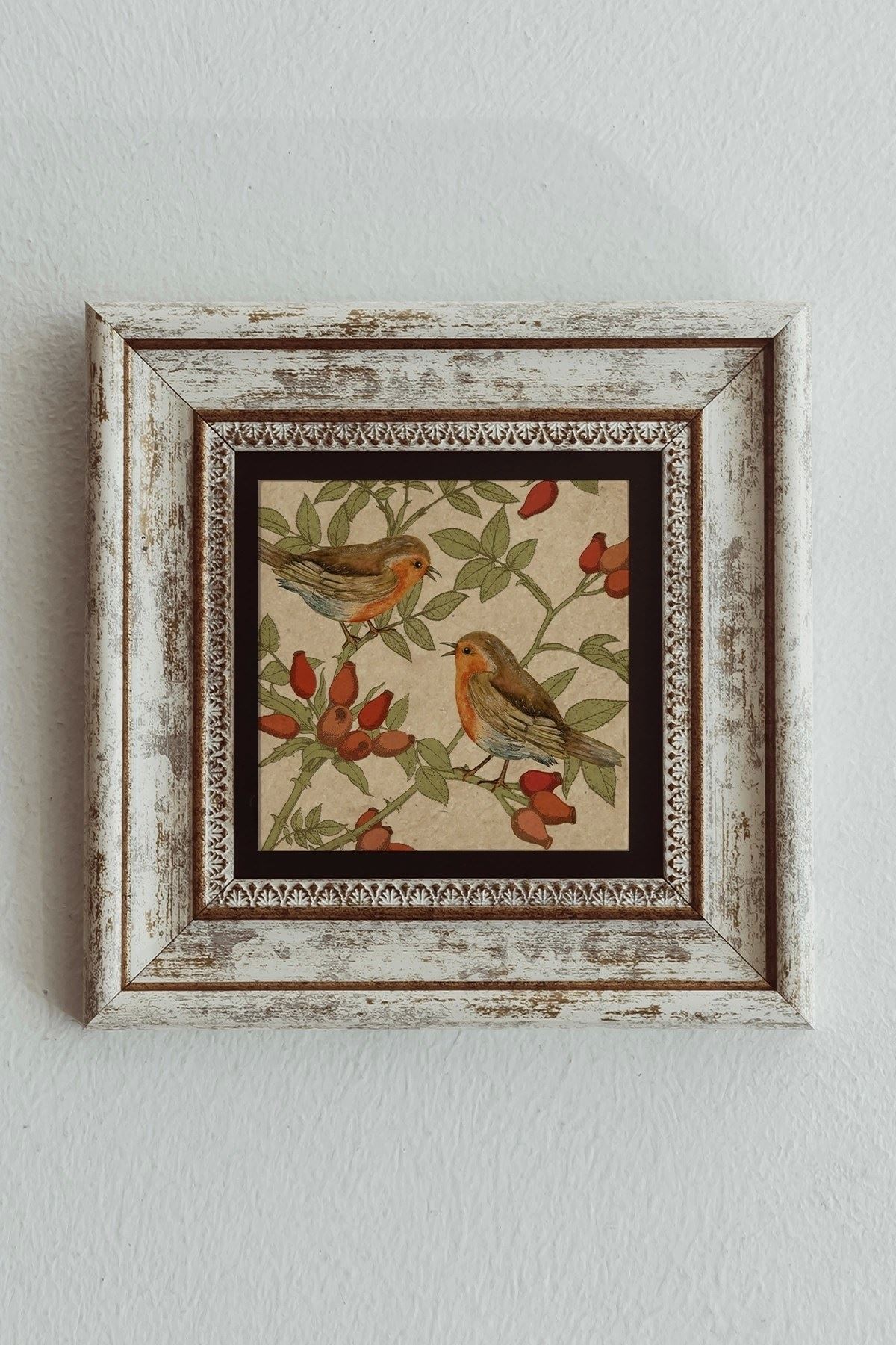 Kuş Çerçeveli Taş Tablo , Çerçeveli Taş Duvar Dekoru - Enkcrcvtbl-00091 20 cm